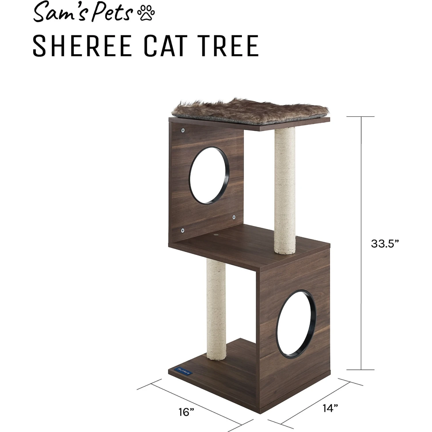Sam's Pets Sheree 34-in Cat Tree, Dark Brown - Image 9