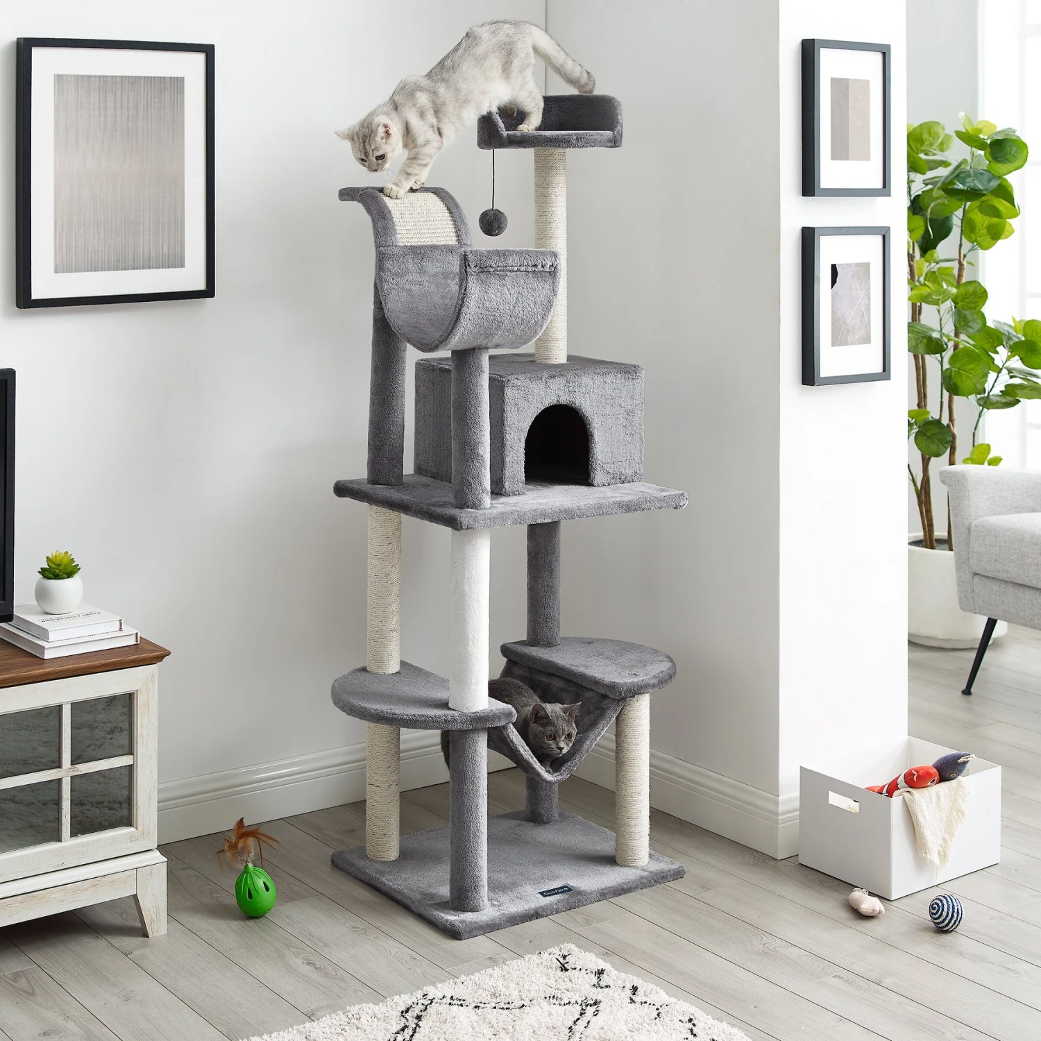 Sam's Pets Submarine 60-in Gray Hard Box Cat Tree, Gray - Image 2