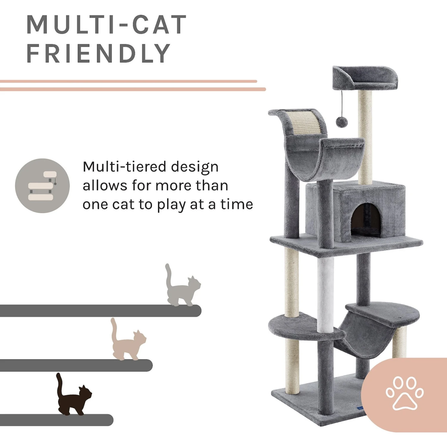 Sam's Pets Submarine 60-in Gray Hard Box Cat Tree, Gray - Image 4
