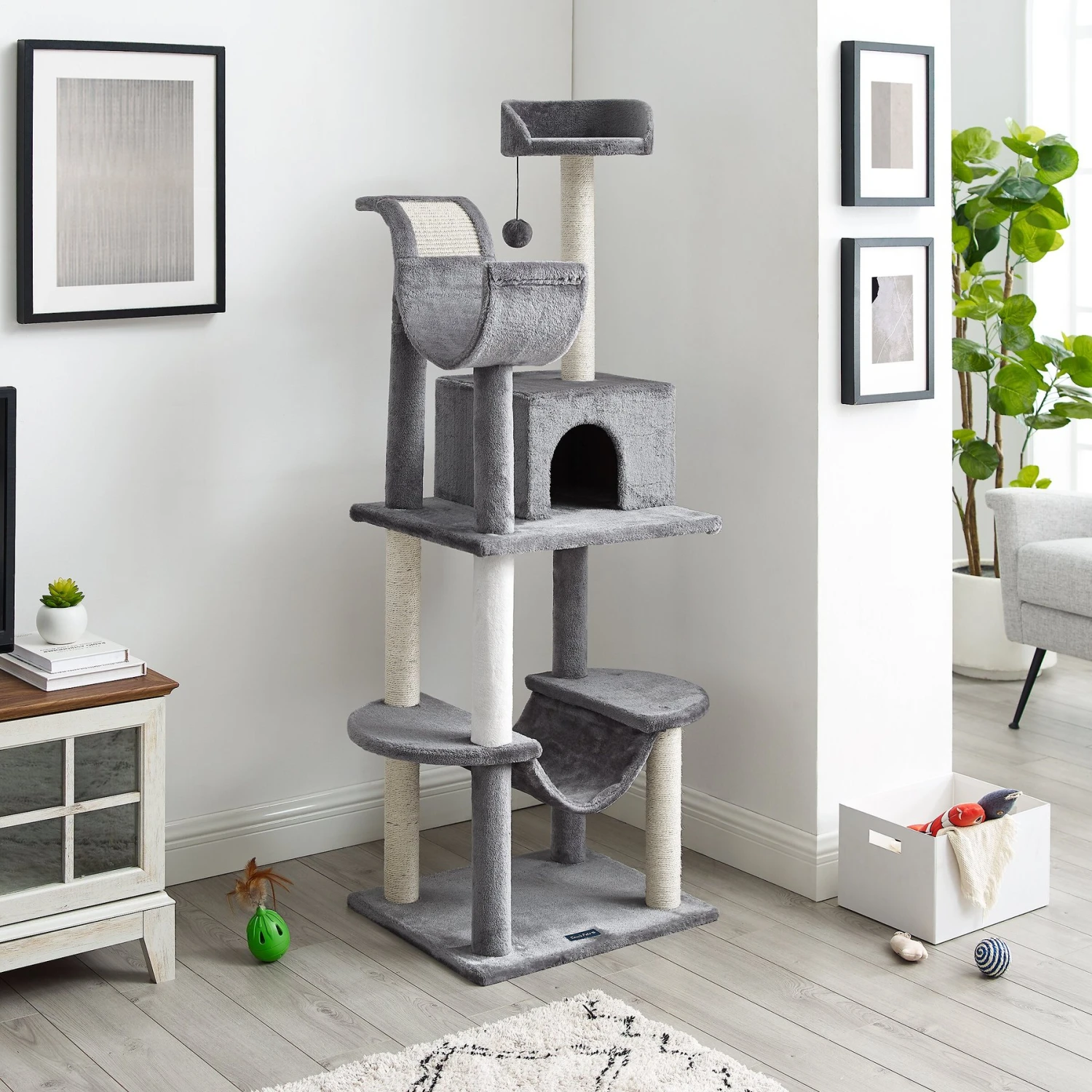 Sam's Pets Submarine 60-in Gray Hard Box Cat Tree, Gray - Image 8