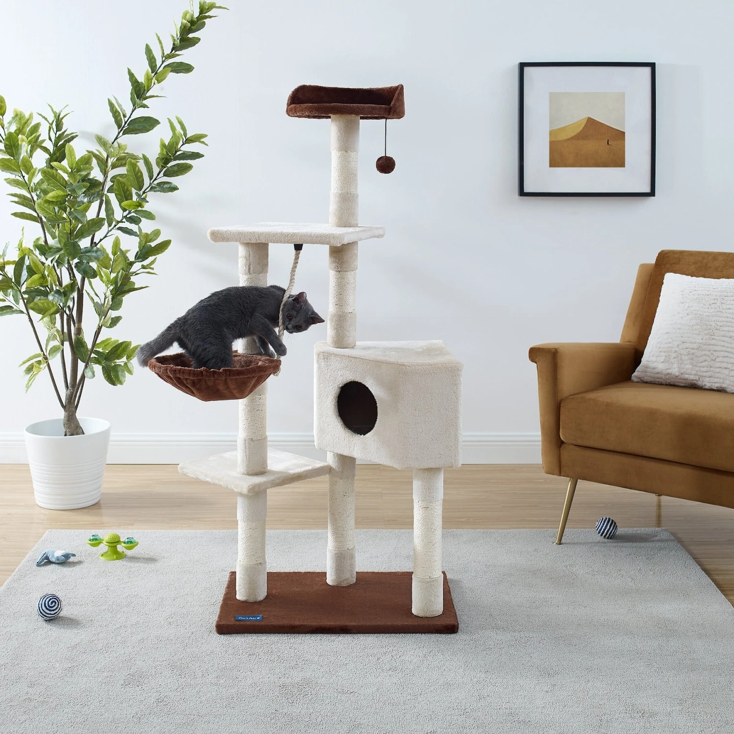 Sam's Pets Sam 54-in Cat Tree, White - Image 2