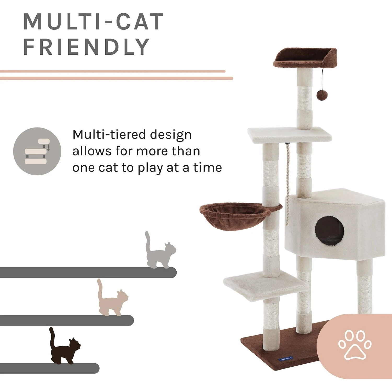 Sam's Pets Sam 54-in Cat Tree, White - Image 4