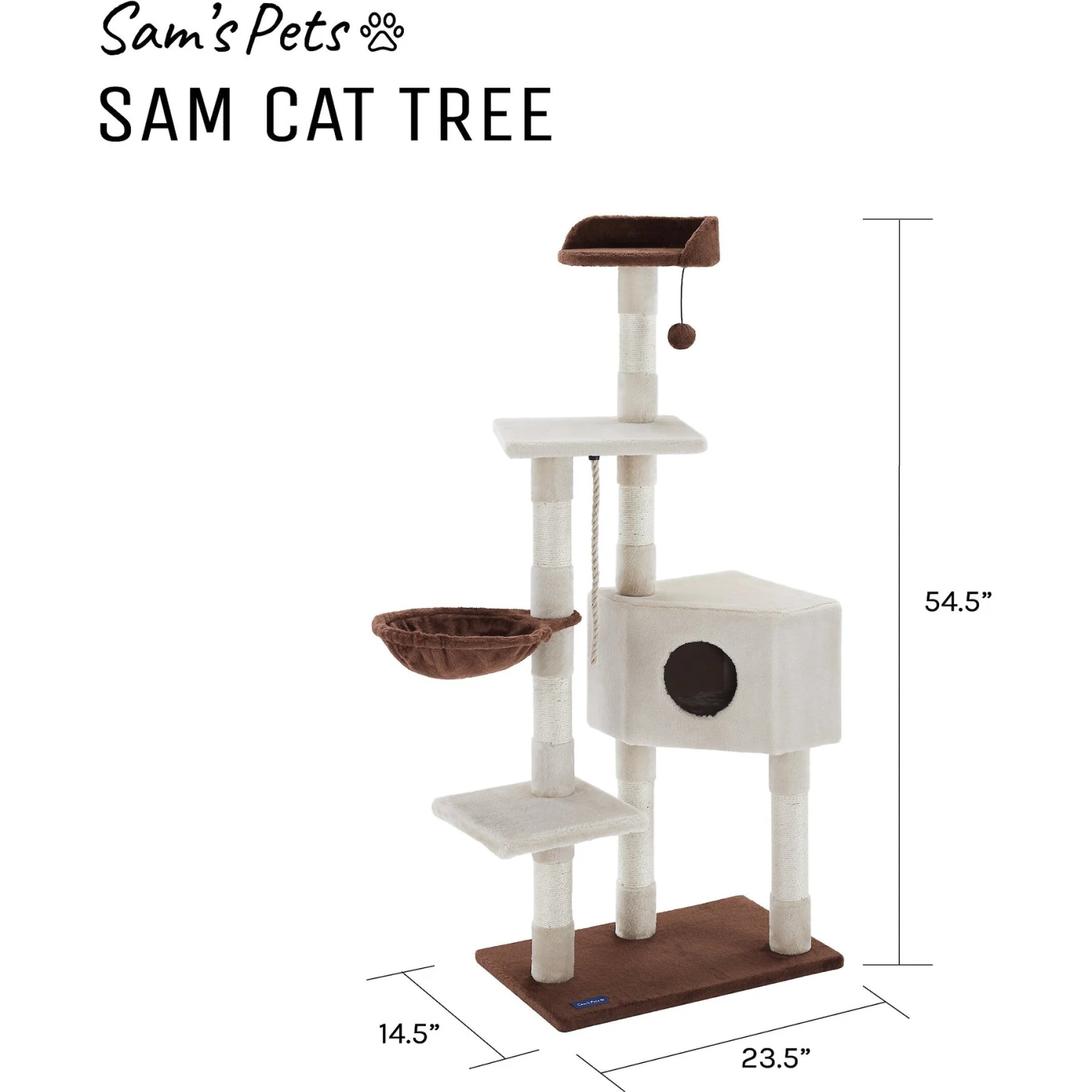 Sam's Pets Sam 54-in Cat Tree, White - Image 9