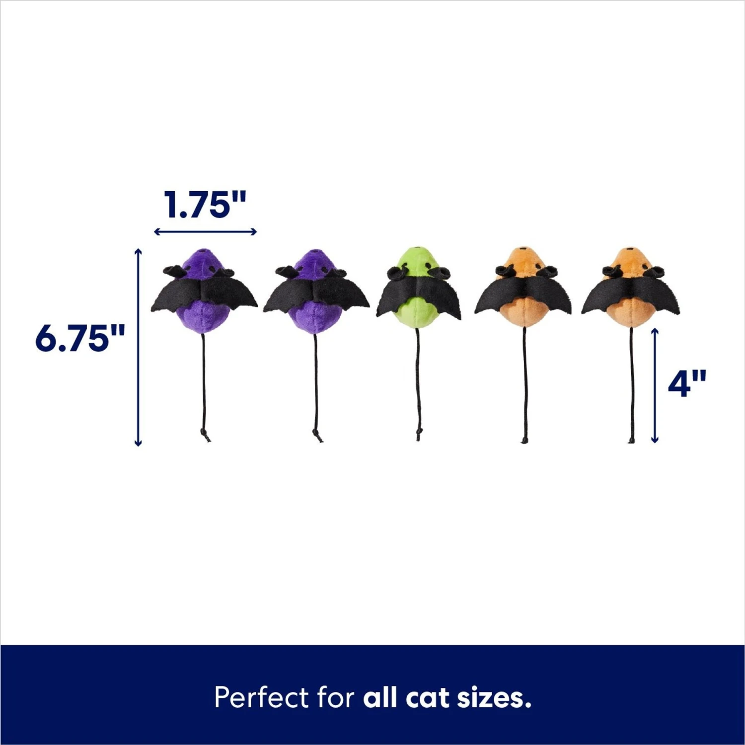 Frisco Halloween Bat Mice Plush Cat Toy With Catnip - Image 2