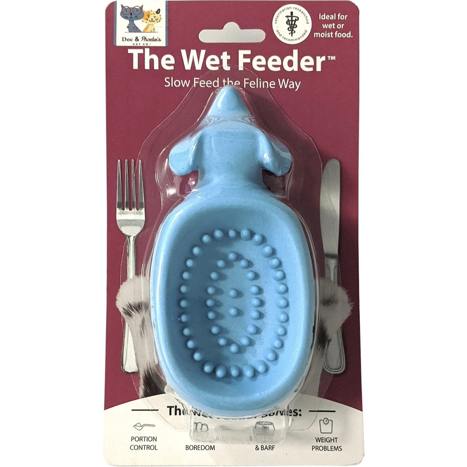Doc & Phoebe's Cat Co. The Wet Feeder Cat Slow Feeder, Blue - Image 2