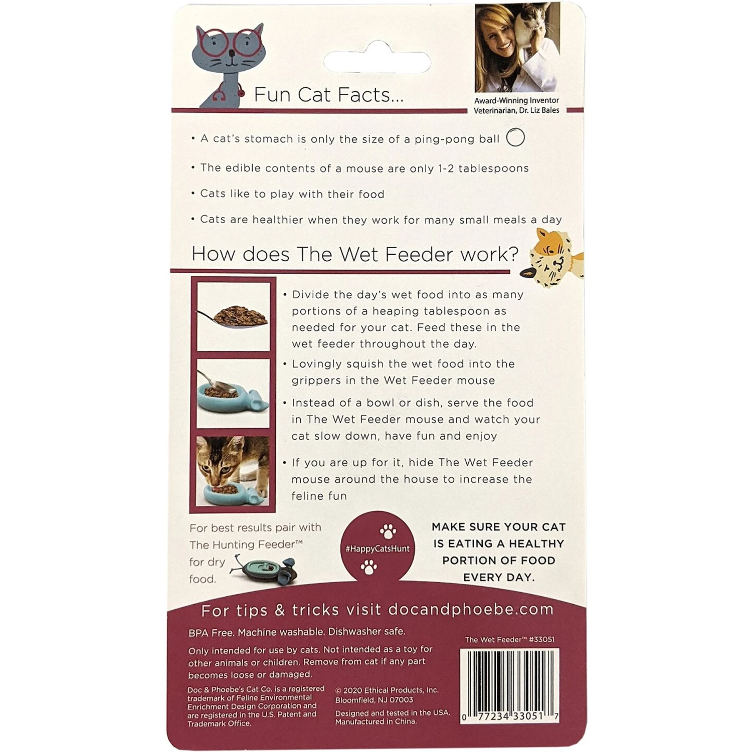 Doc & Phoebe's Cat Co. The Wet Feeder Cat Slow Feeder, Blue - Image 3