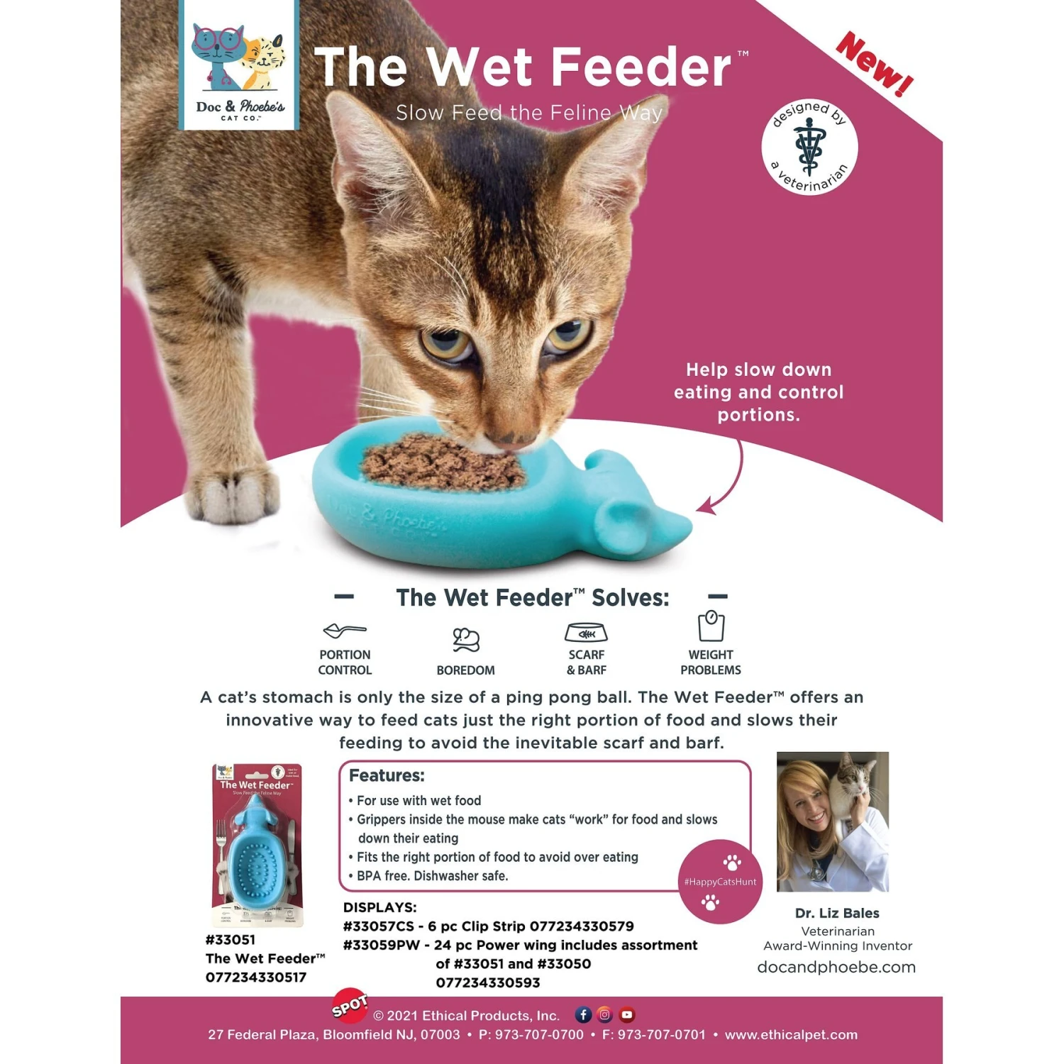 Doc & Phoebe's Cat Co. The Wet Feeder Cat Slow Feeder, Blue - Image 8