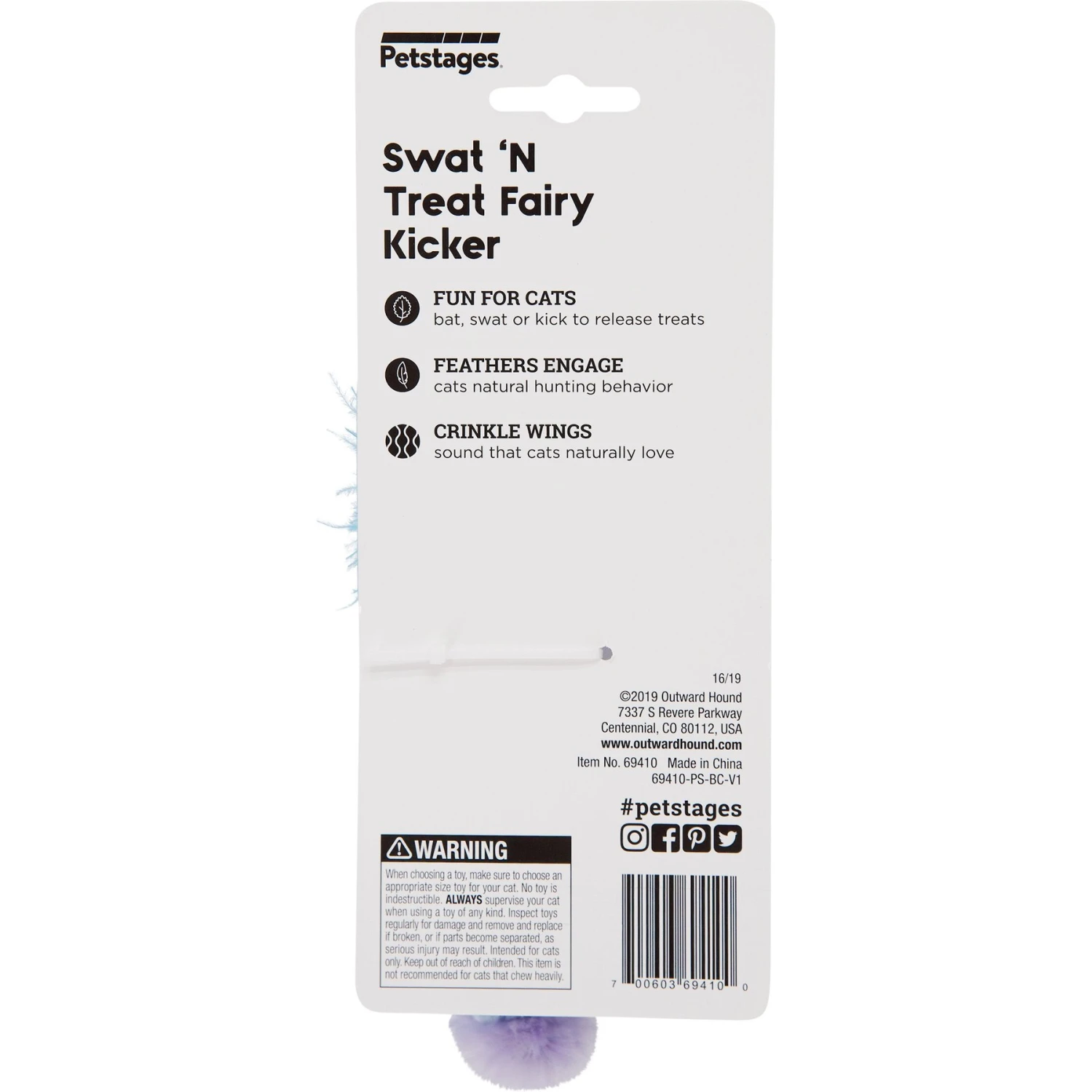 Catstages Swat N Treat Fairy Kicker Cat Toy With Catnip, Purple - Image 7