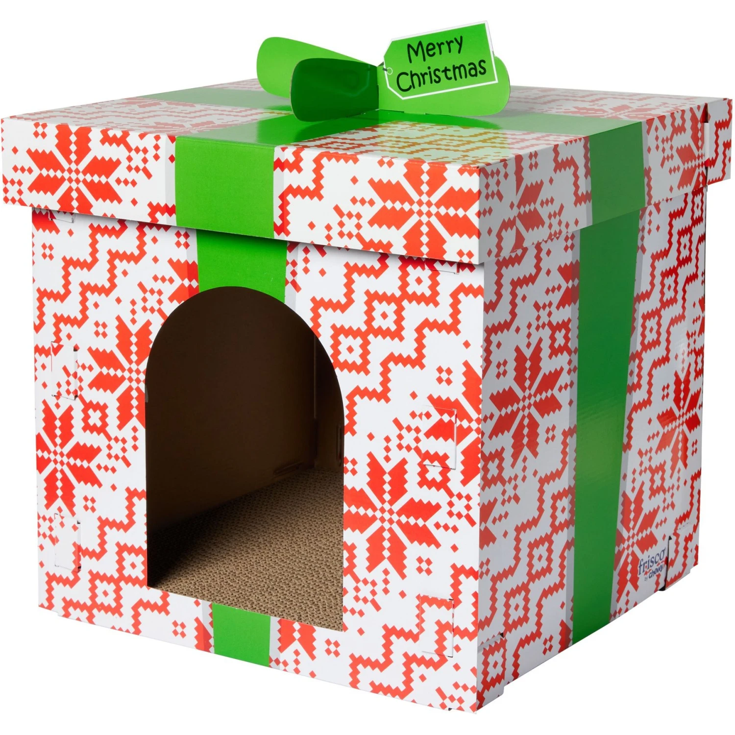 Frisco Holiday Gift Box Cardboard Cat House