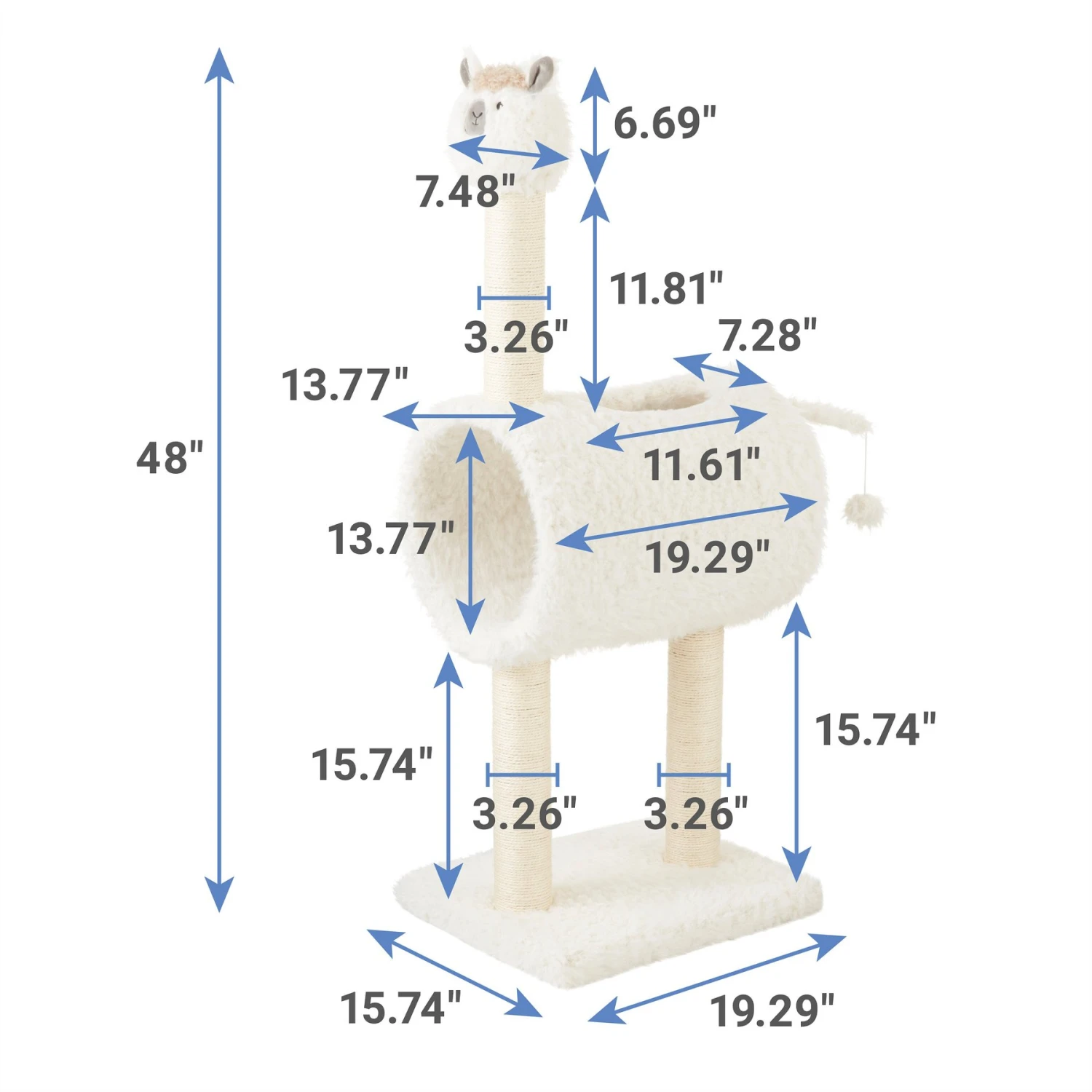 Frisco Animal Series Cat Tunnel With Scratching Post, Llama - Image 2