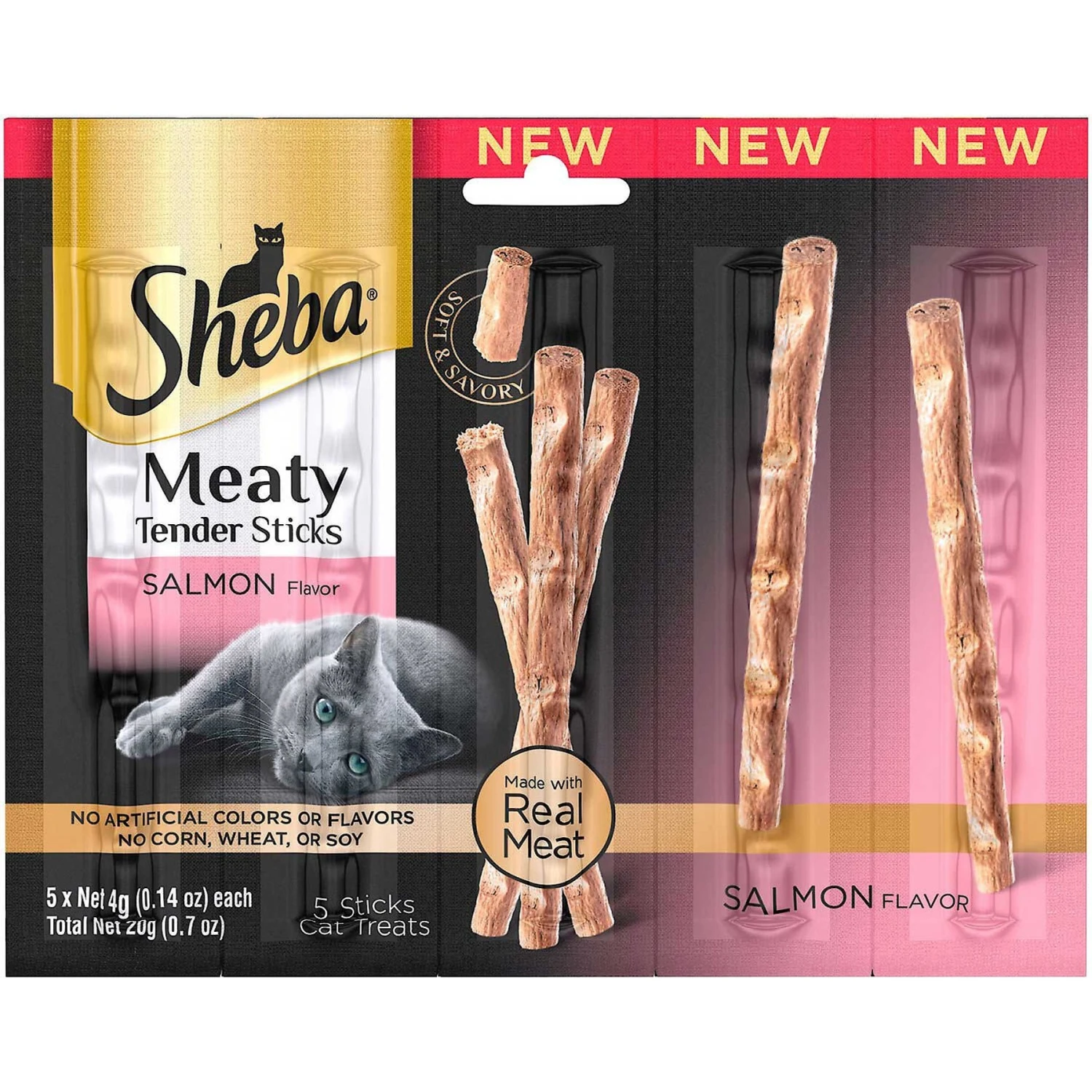 Sheba Meaty Tender Sticks Salmon Flavored Soft Adult Cat Treats & Frisco Plush, Teaser, Ball & Tunnel Variety Pack Cat Toy With Catnip - Image 2