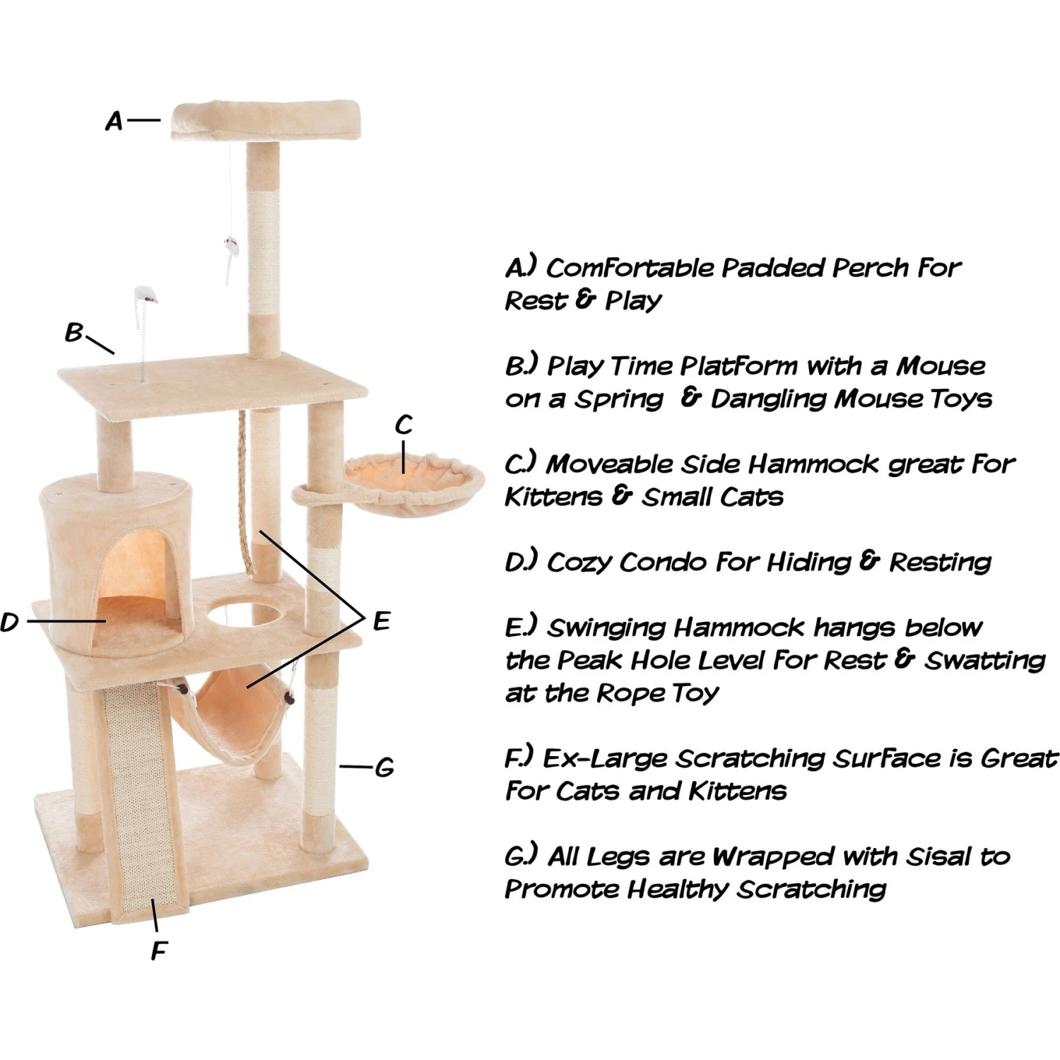 Pet Adobe 4-Tier 61.5-in Cat Tree & Condo - Image 3