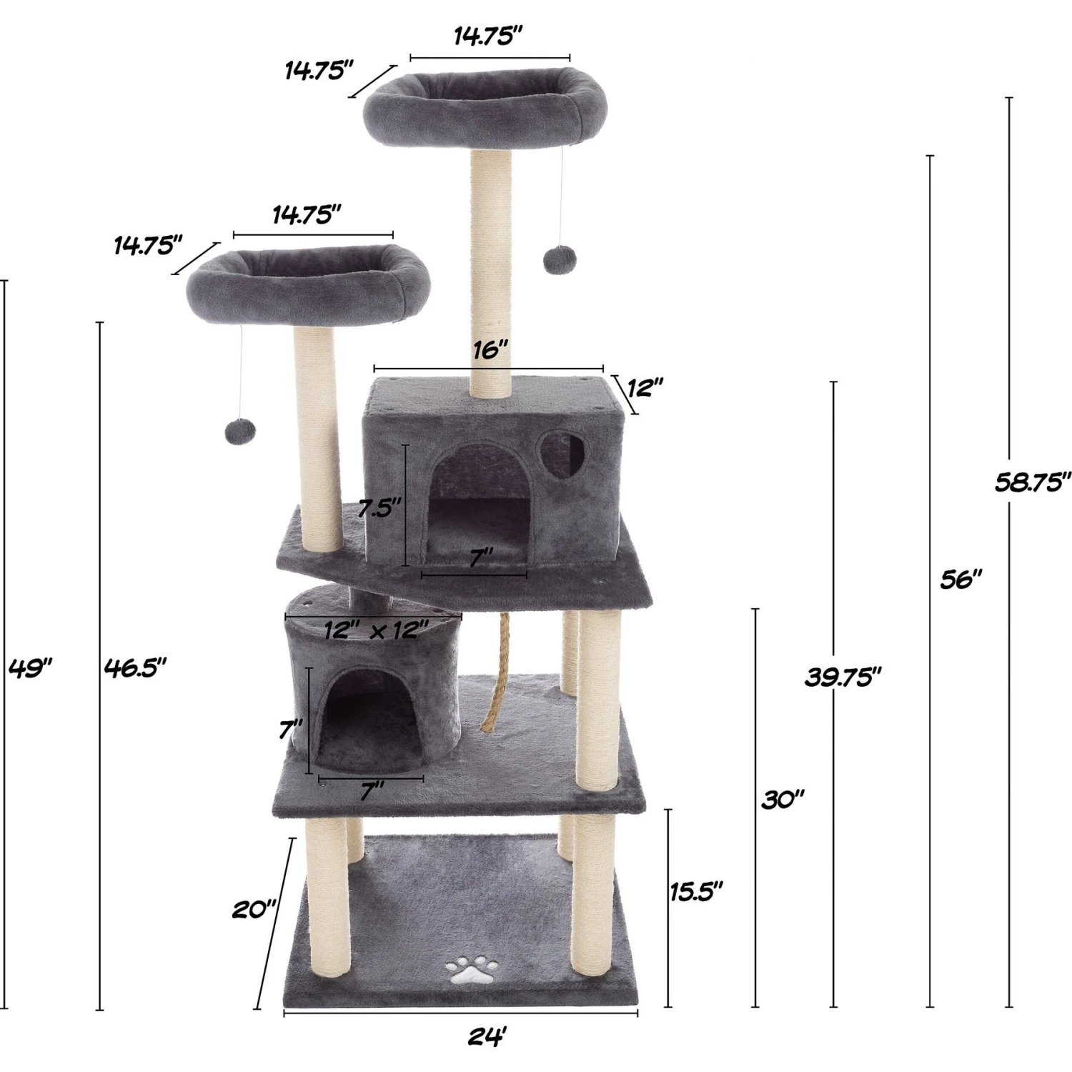 Pet Adobe 5-Tier 58.5-in Cat Tree & Condo - Image 2