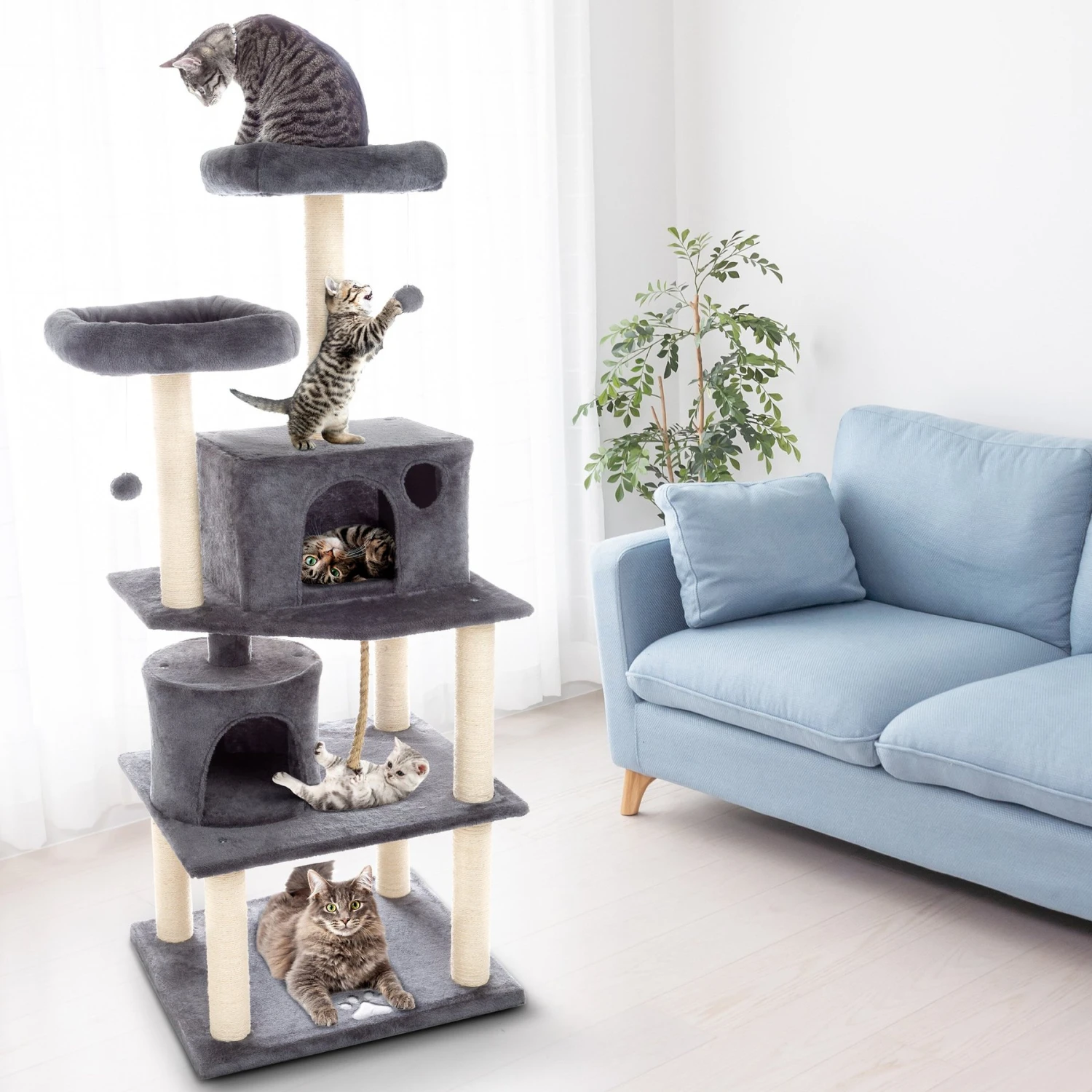 Pet Adobe 5-Tier 58.5-in Cat Tree & Condo - Image 4
