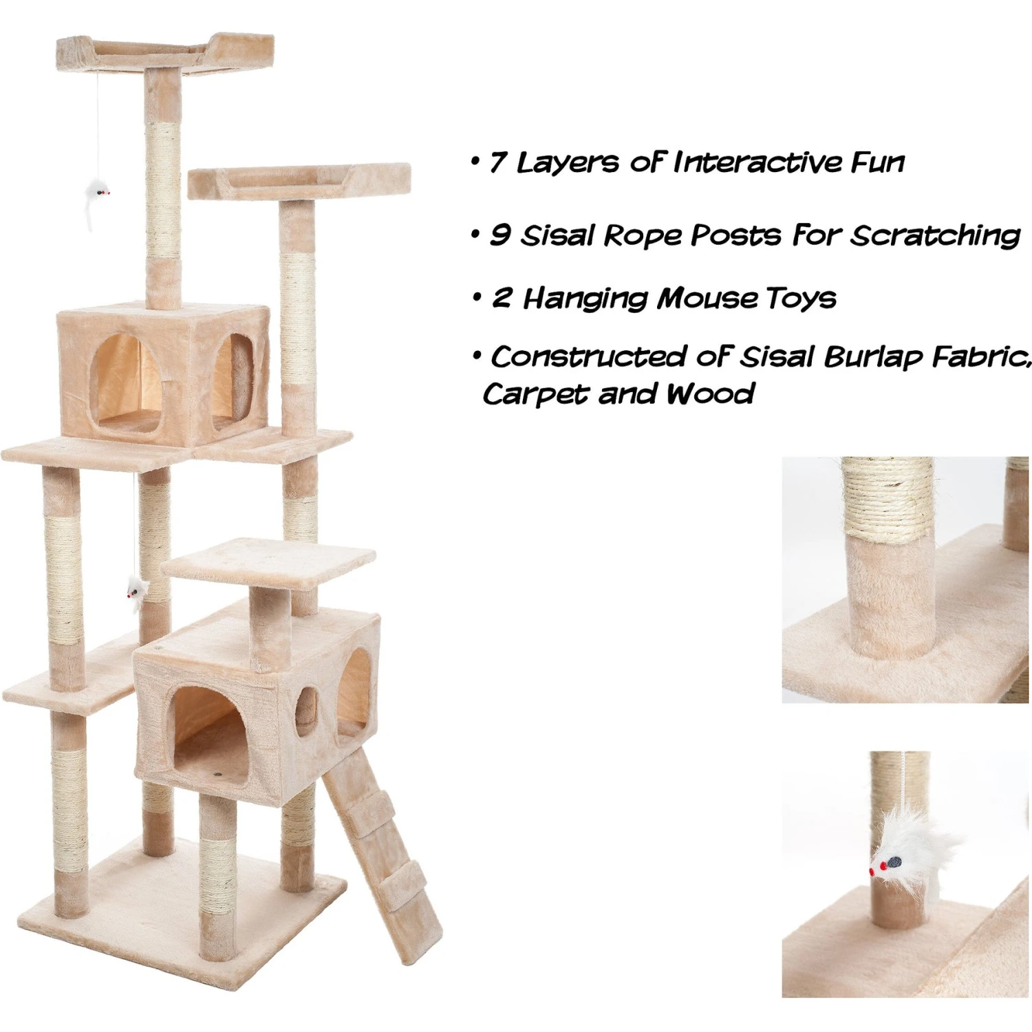 Pet Adobe Multi-Level 66.3-in Cat Tree & Condo - Image 3