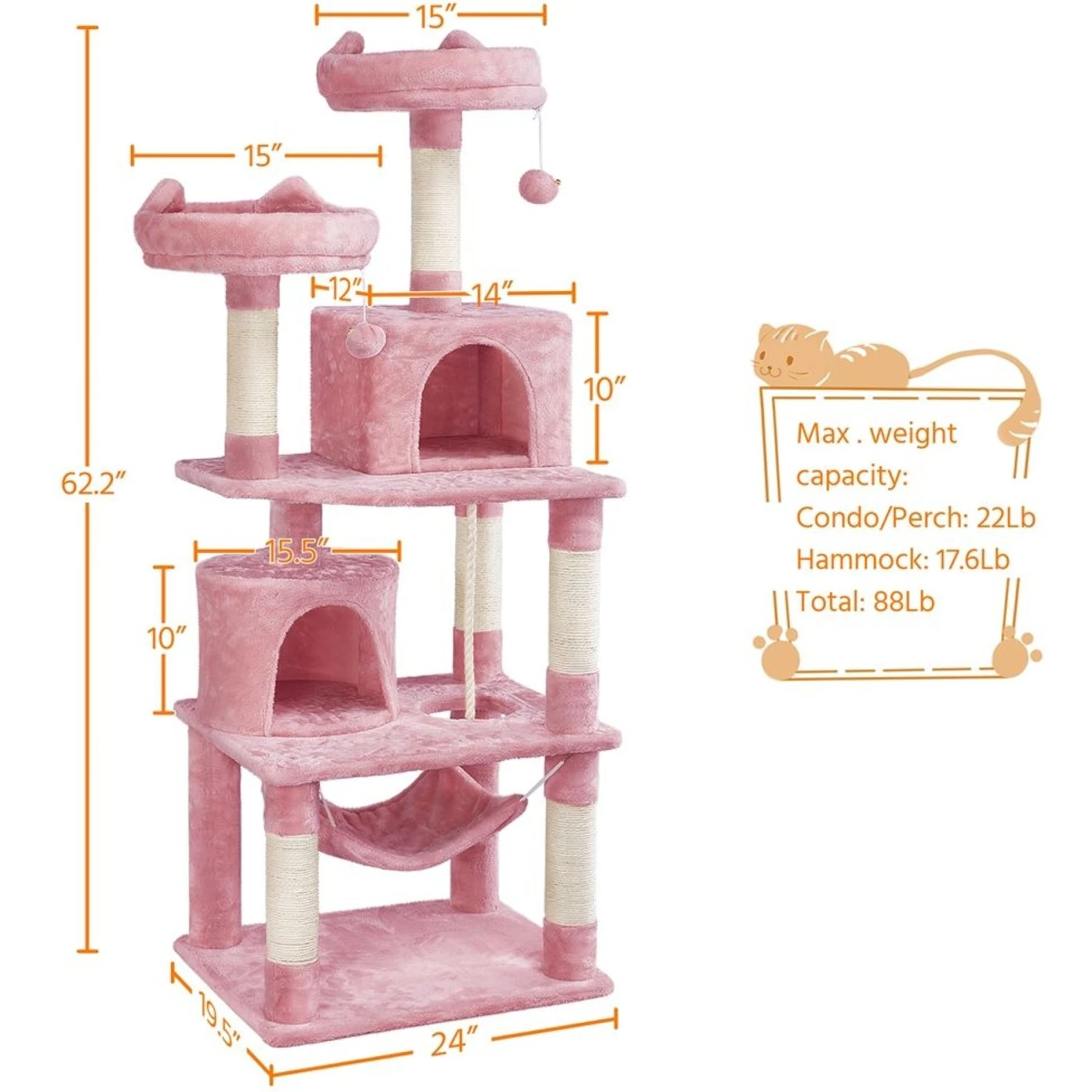 Yaheetech 62.2-in Multi-Level Cat Tree - Image 2