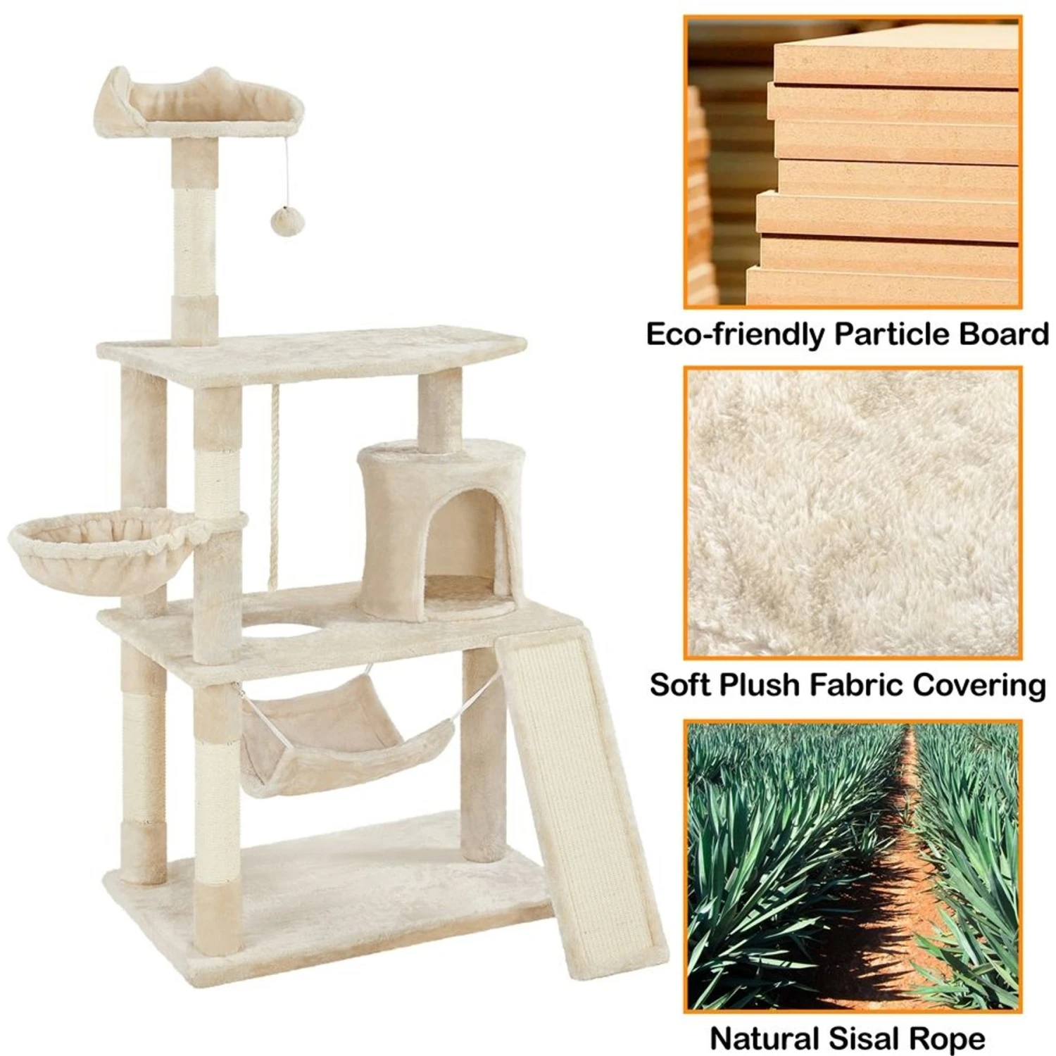 Yaheetech 63.5-in Plush Cat Tree & Condo - Image 4