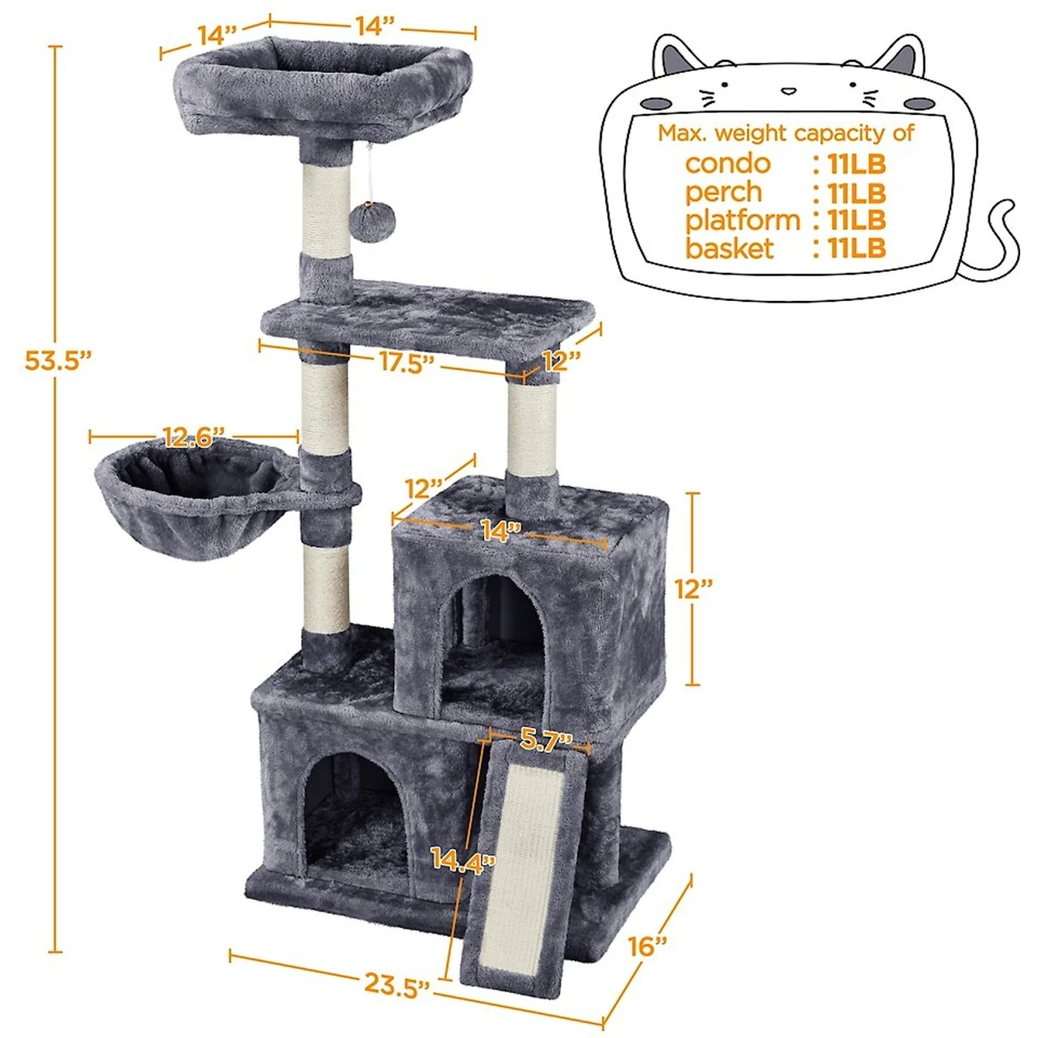Yaheetech Multi-Level 53.5-in Plush Cat Tree - Image 3