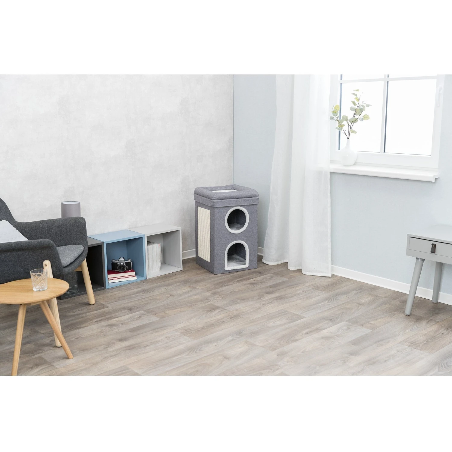 TRIXIE Saul 2-Story Cat Condo & Perch, Gray - Image 2