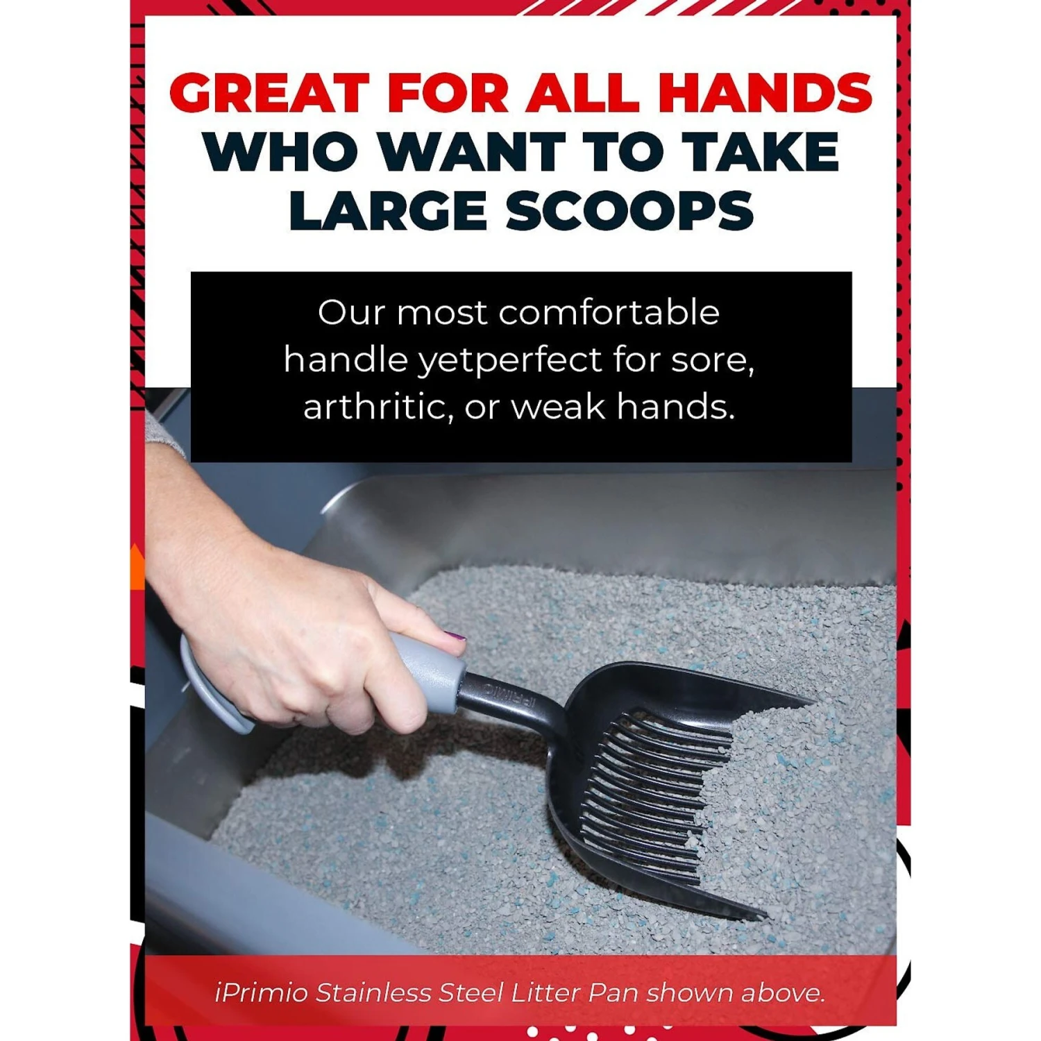 IPrimio Non Stick Coated Aluminum, Cat Scooper, X-Large, Black - Image 5