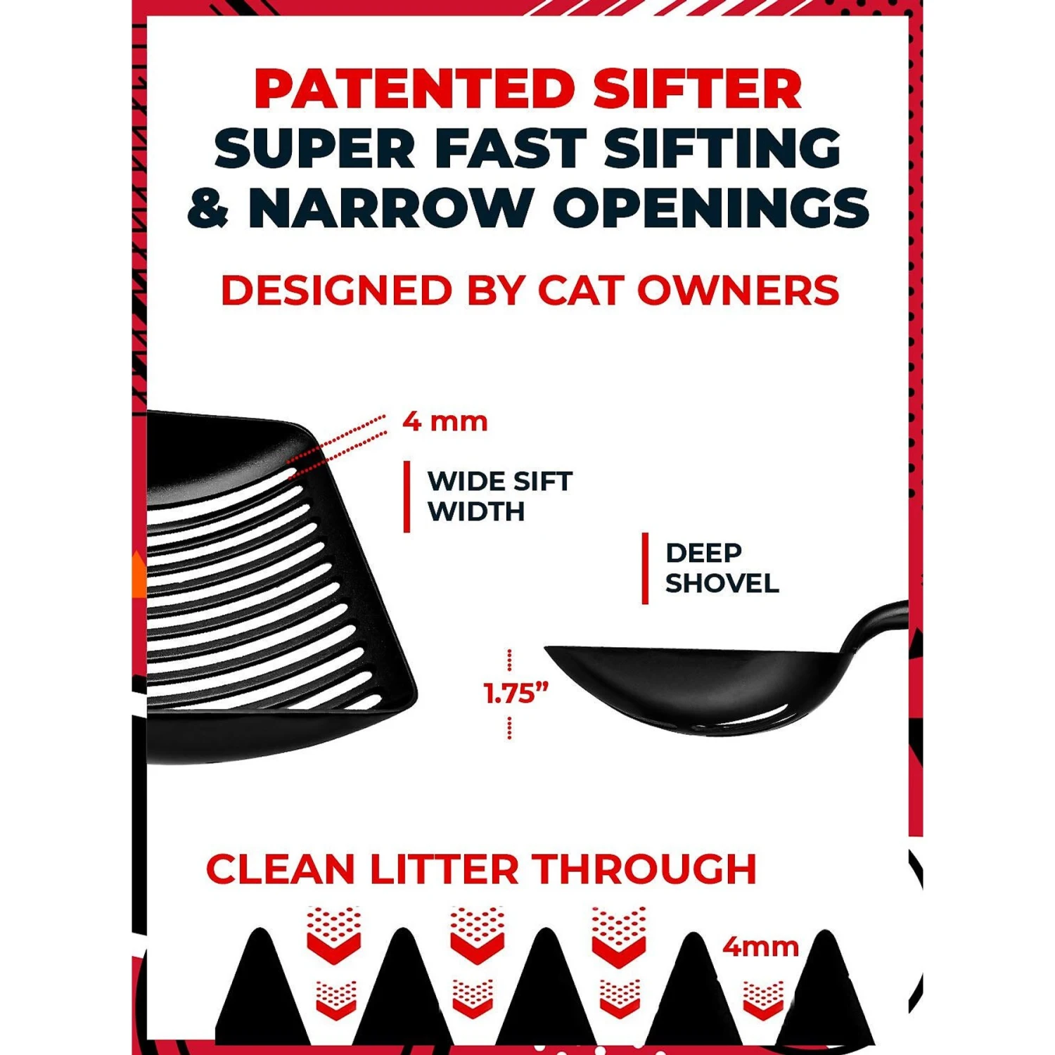 IPrimio Non Stick Coated Aluminum, Cat Scooper, X-Large, Black - Image 6