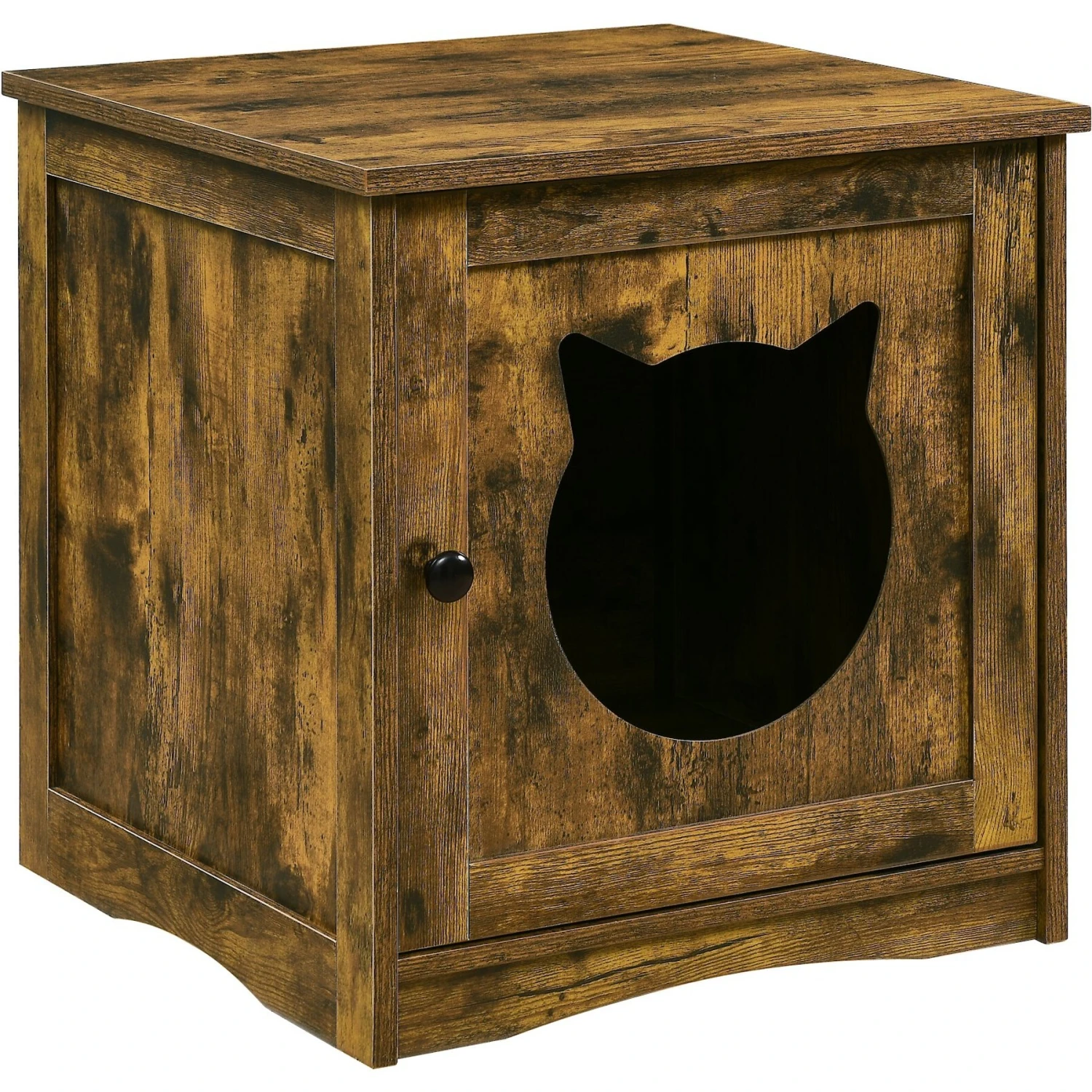 Sweet Barks Enclosed House Side Table Cat Litter Box, Rustic Brown - Image 9