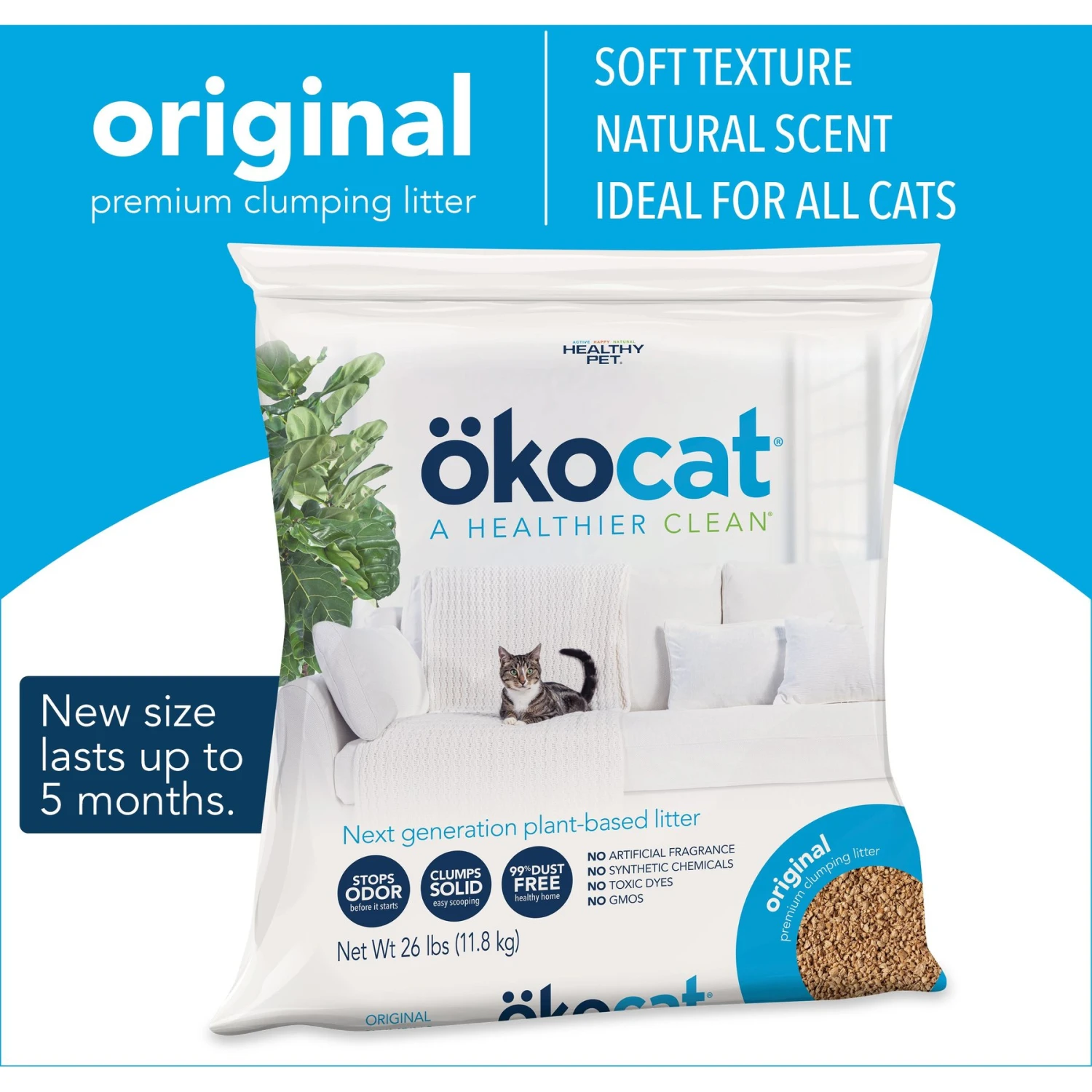 Okocat Original Premium Wood Clumping Cat Litter - Image 2