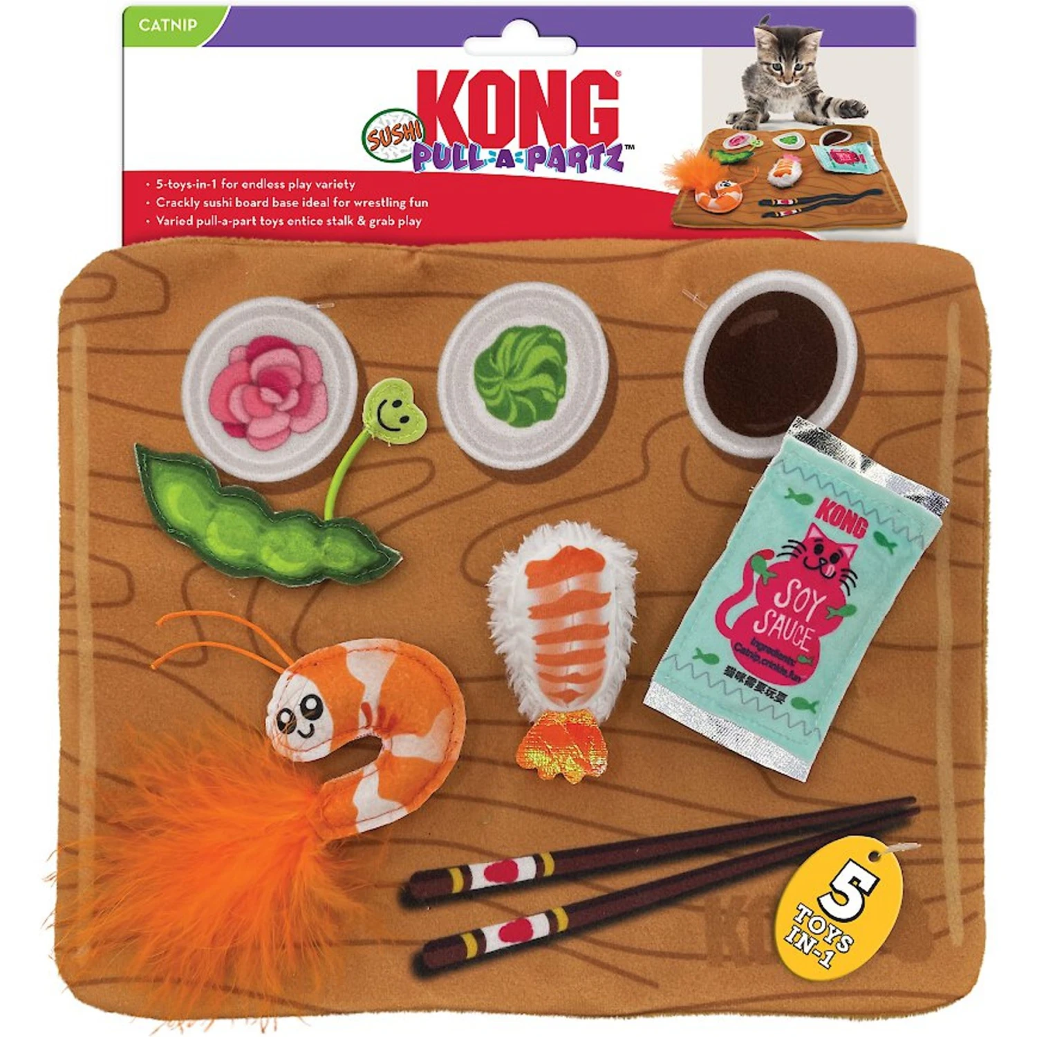 KONG Pull-A-Partz Sushi Catnip Cat Toys, 5 Count - Image 6