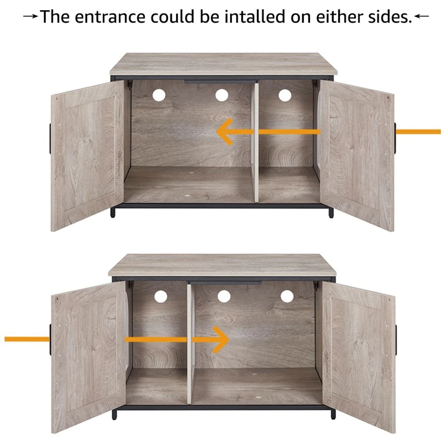 Unipaws Cat Litter Box Enclosure With Top Opening, Weathered Gray - Image 6