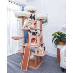 Catry 75-in Scratching Posts Condo Cat Tree, Beige