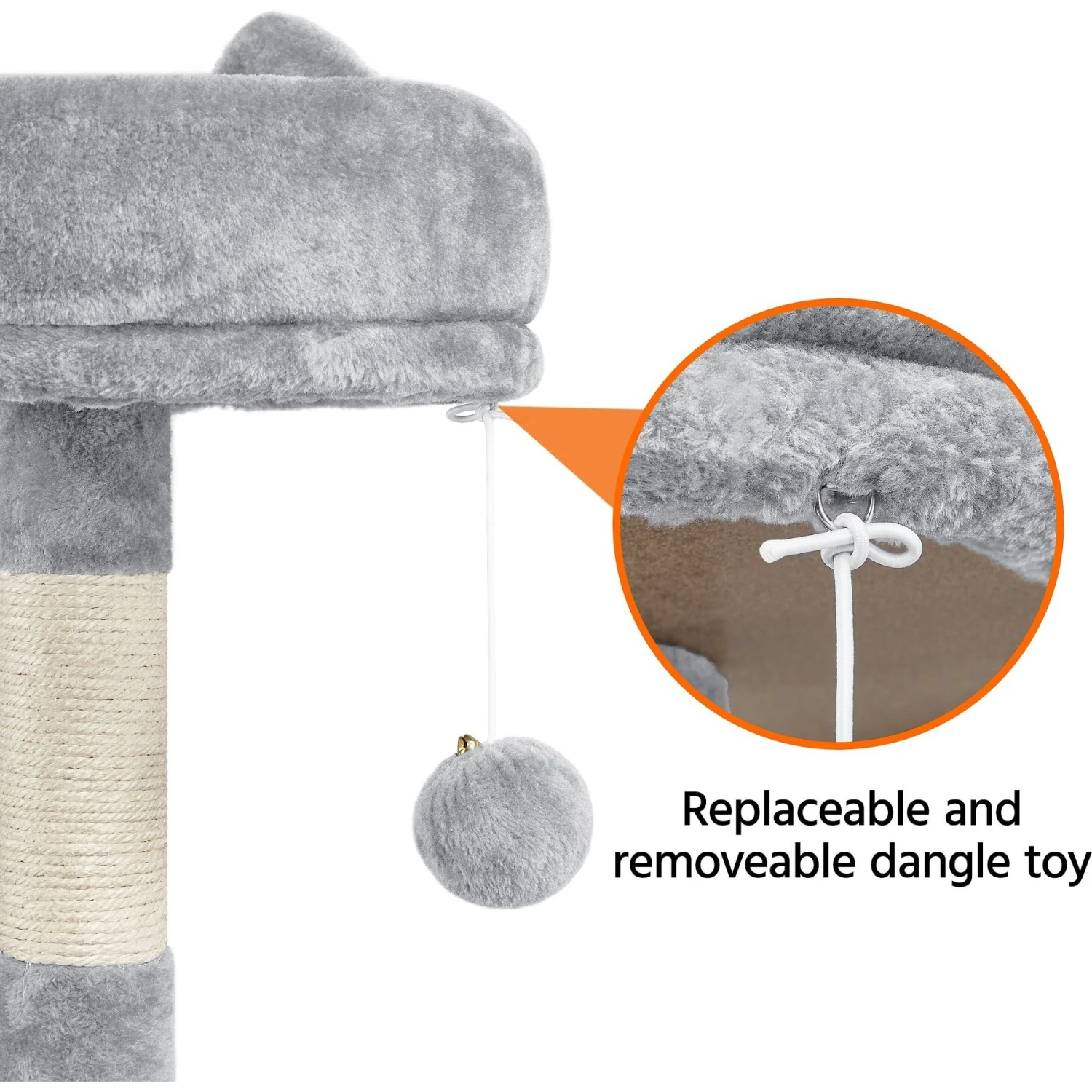 Yaheetech 3-Level Plush Cat Tree, Light Gray, Large - Image 8