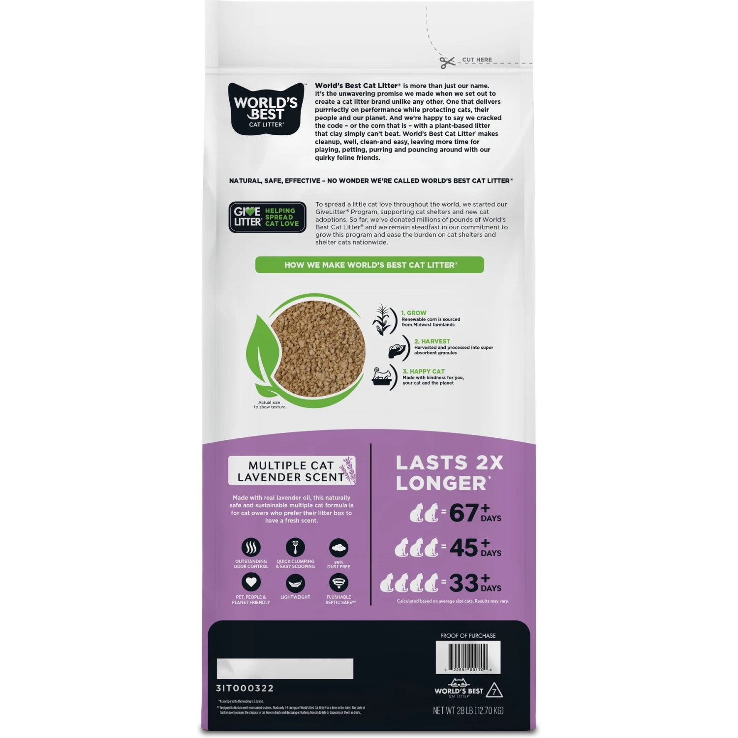 World's Best Lavender Scented Clumping Corn Cat Litter - Image 3