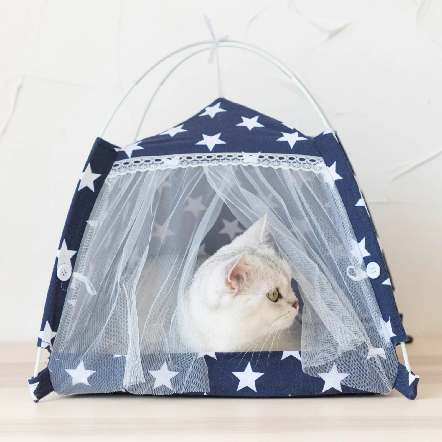 Lovely Caves Stars Dog & Cat Tent, Blue, Medium - Image 2