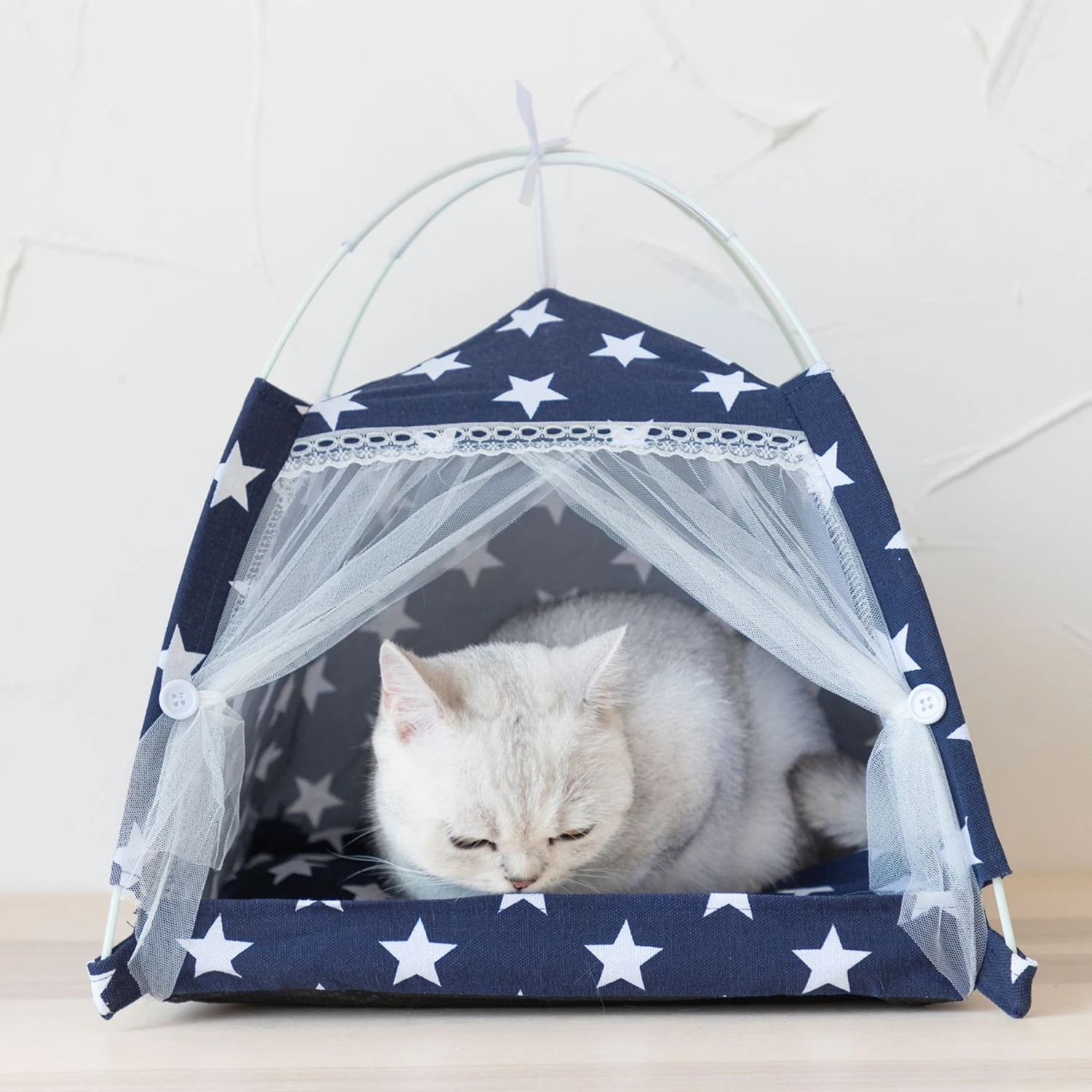 Lovely Caves Stars Dog & Cat Tent, Blue, Medium - Image 4