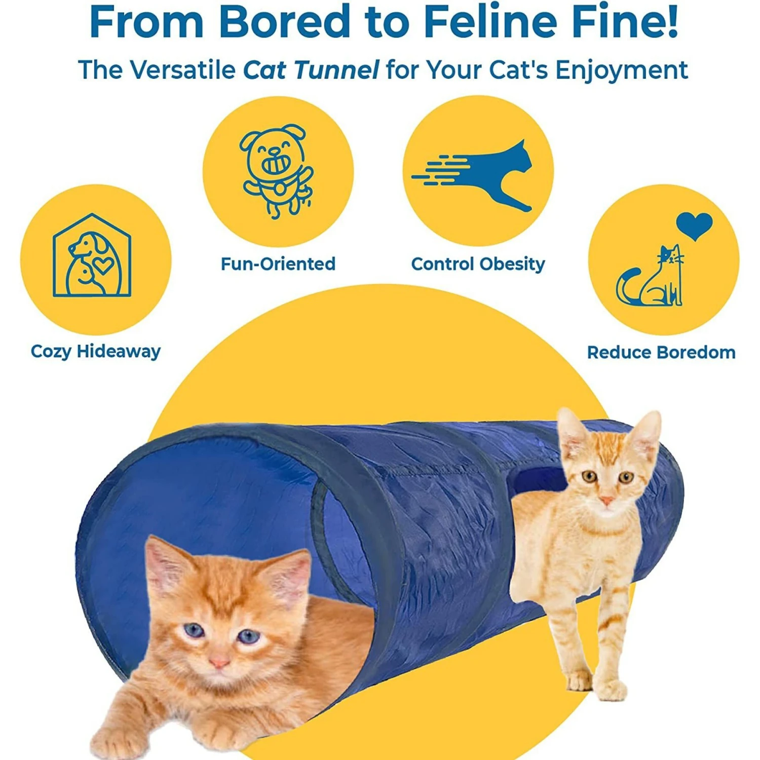 SunGrow Cat & Bunny Collapsible Play Tunnel Indoor Rabbit & Small Pet Crinkle Tube Hideout Toy - Image 3