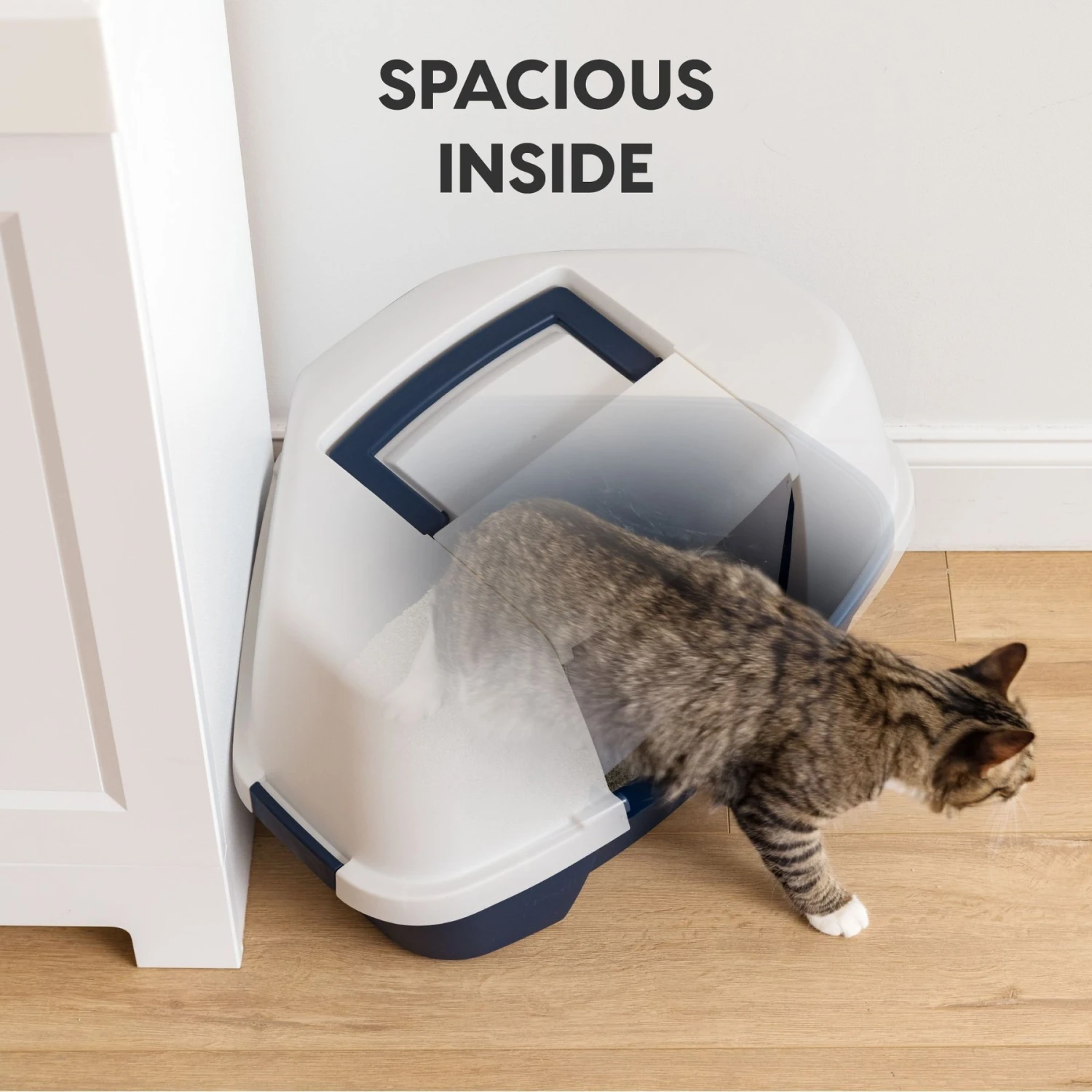 IRIS USA Hooded Corner Cat Litter Box With Front Door Flap - Image 5