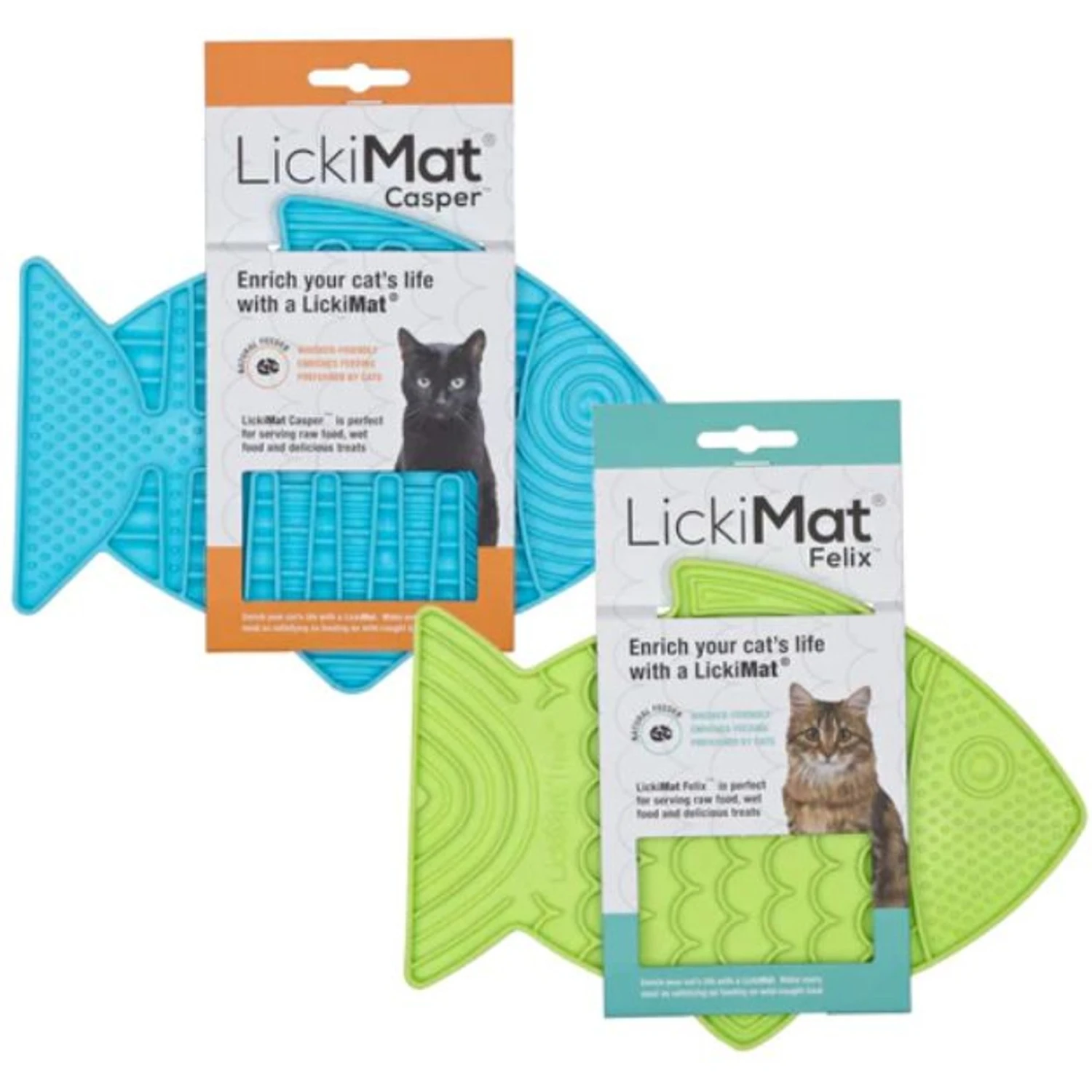 LickiMat Variety Pack Slow Feeder Cat Lick Mat, Green & Turquoise, 2 Count