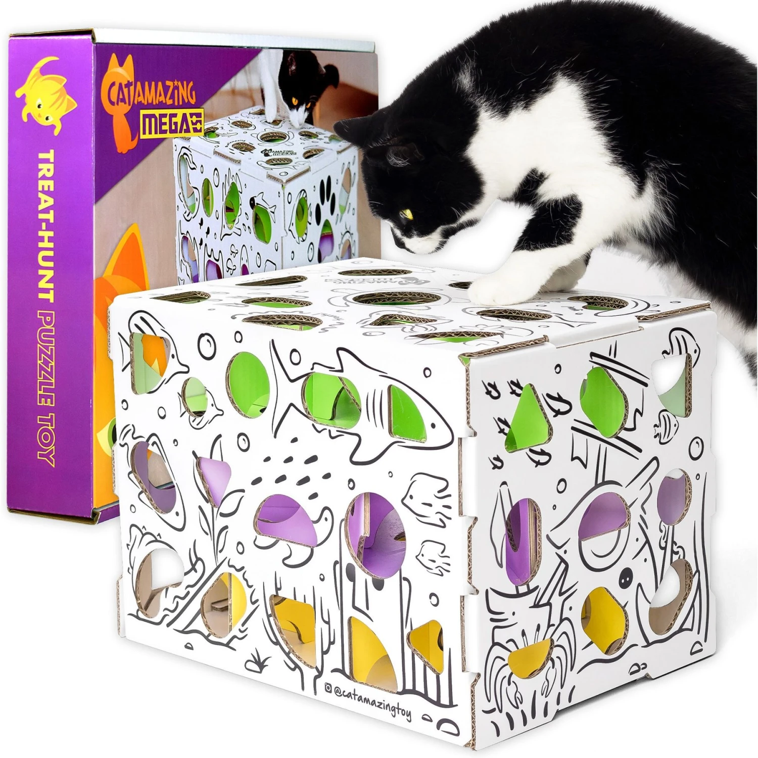 Cat Amazing Mega-Interactive Treat Maze & Puzzle Cat Toy, White