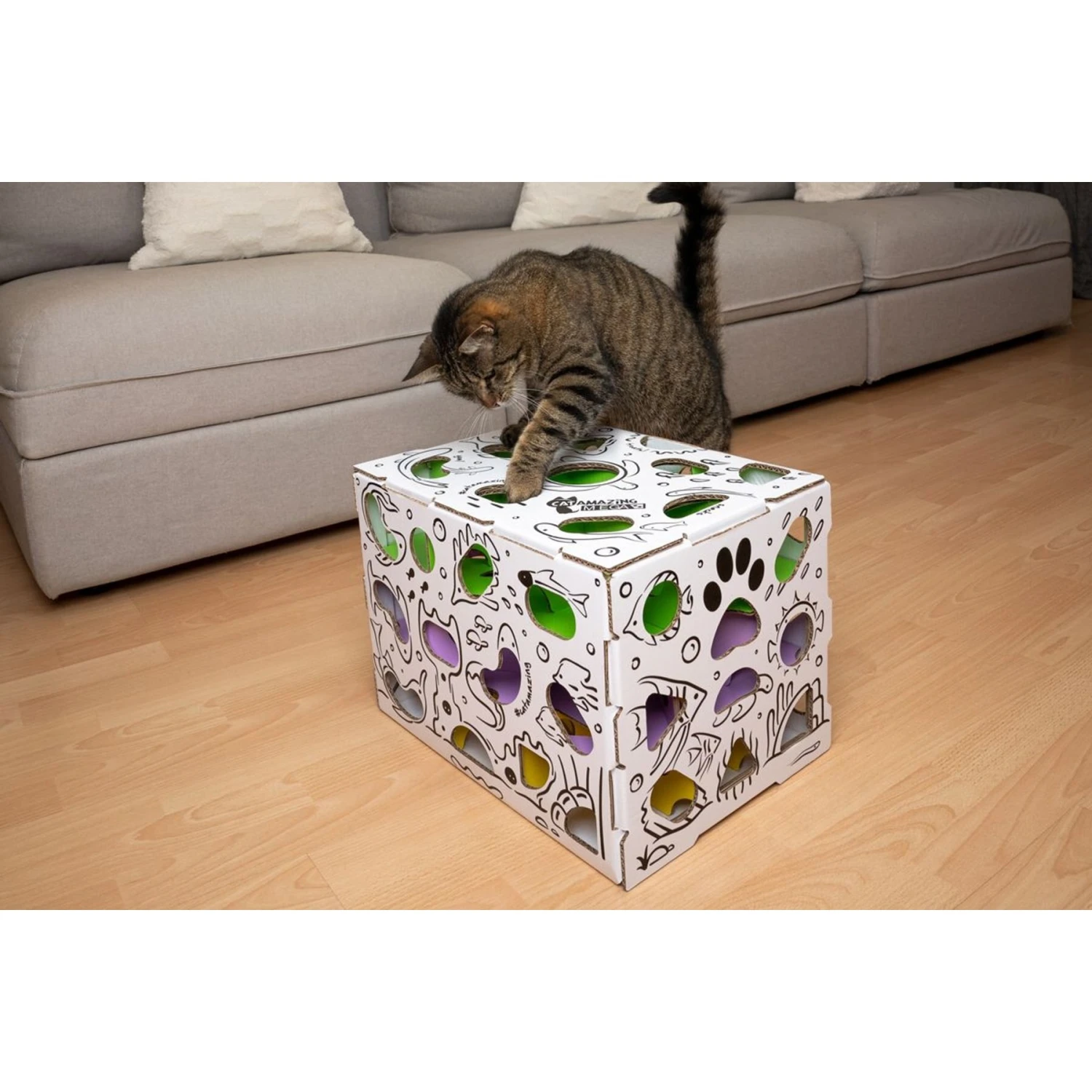 Cat Amazing Mega-Interactive Treat Maze & Puzzle Cat Toy, White - Image 9