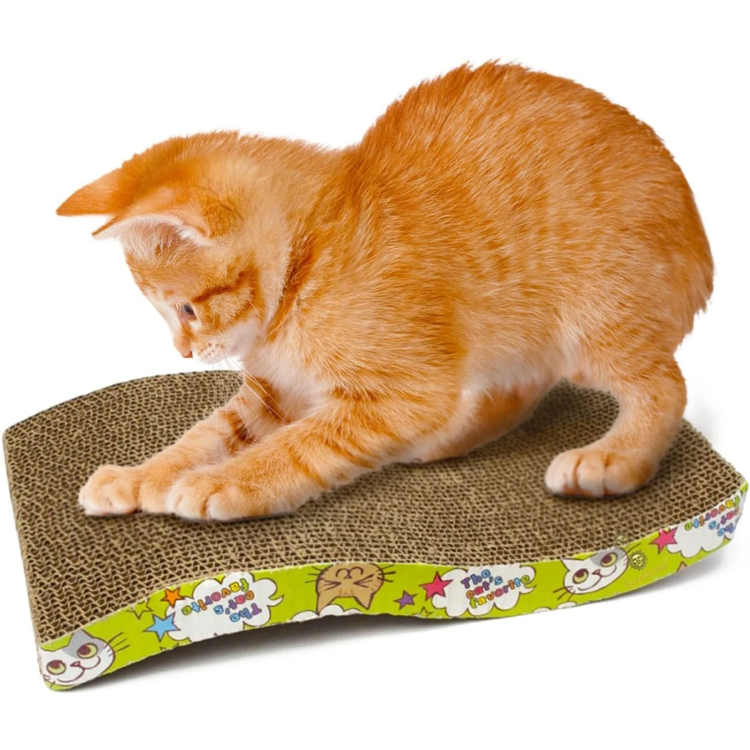 SunGrow Cardboard Cat & Rabbit Scratcher Bed, Scratch Pad For Indoor Pets