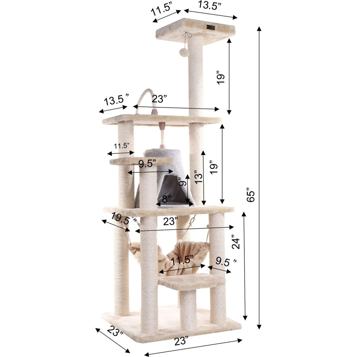 Armarkat 65-in Faux Fur Cat Tree & Condo - Image 6