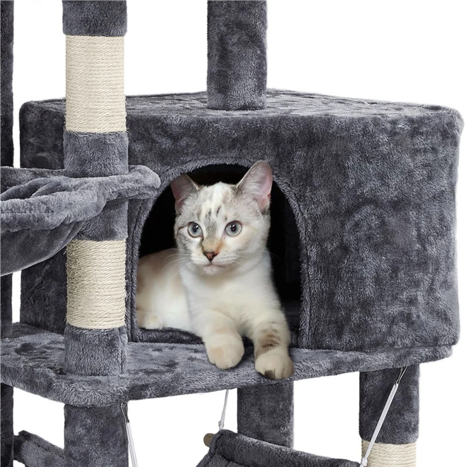 Yaheetech 3-Level Plush Cat Tree, Dark Gray, Medium - Image 5