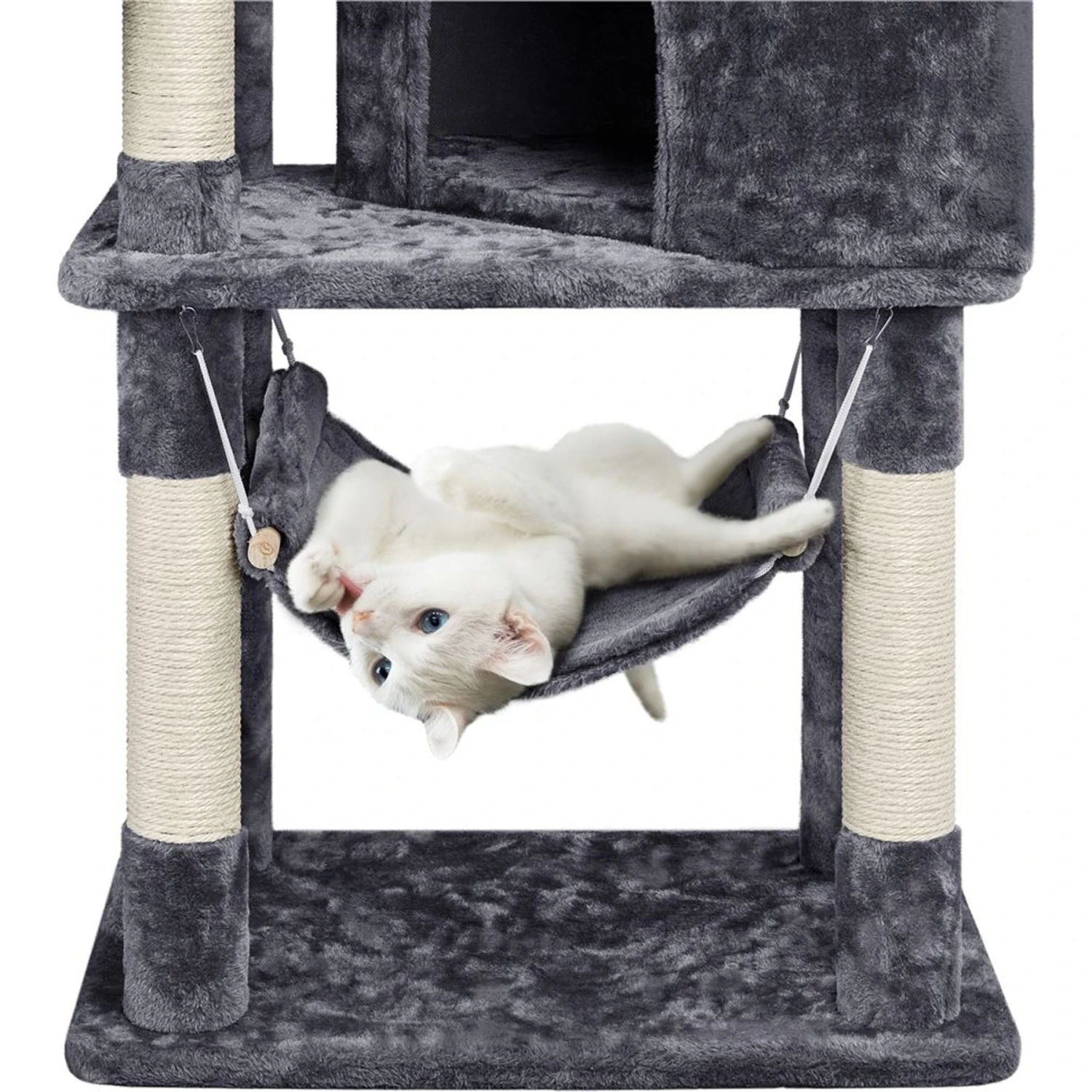 Yaheetech 3-Level Plush Cat Tree, Dark Gray, Medium - Image 6