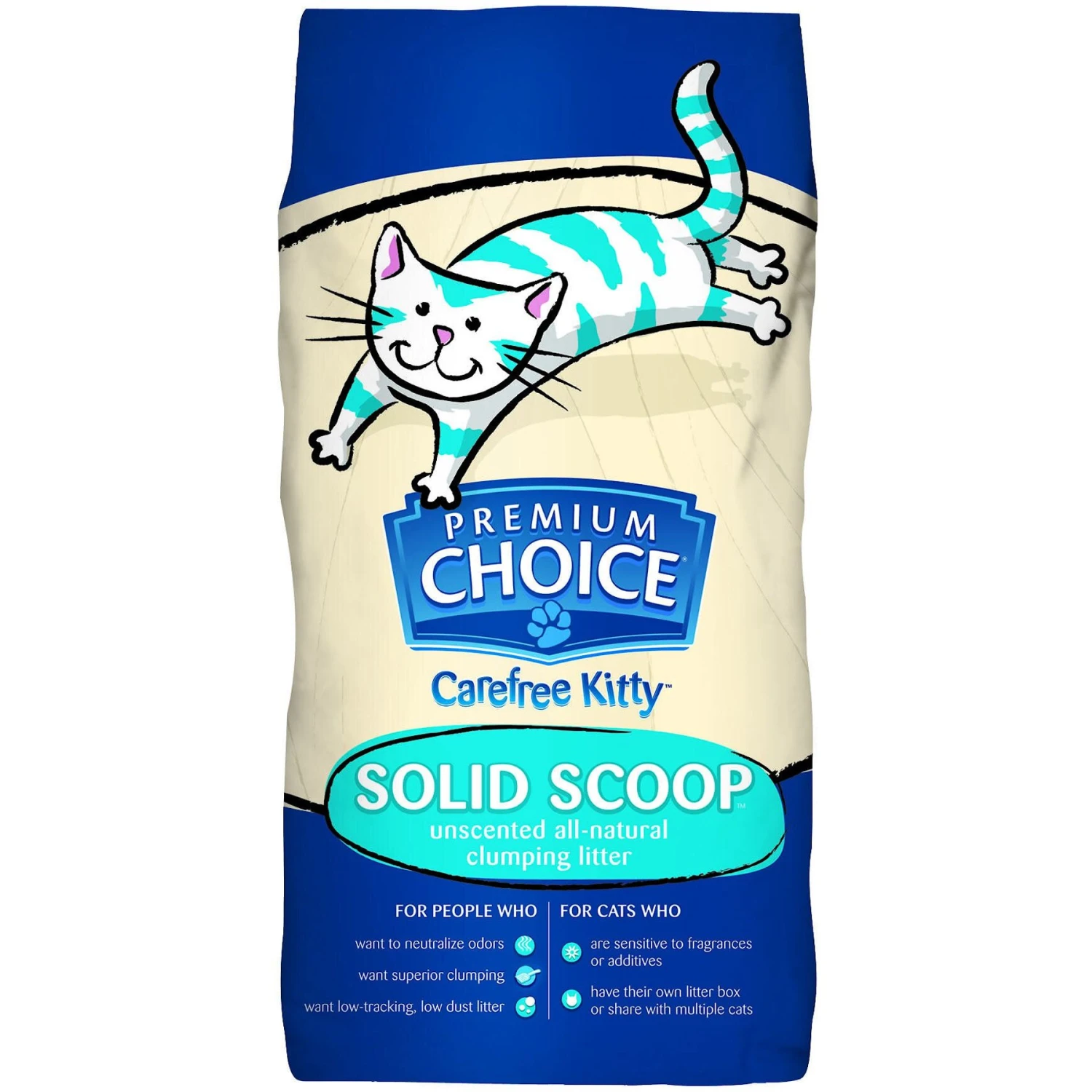 Premium Choice Carefree Unscented Clumping Clay Cat Litter