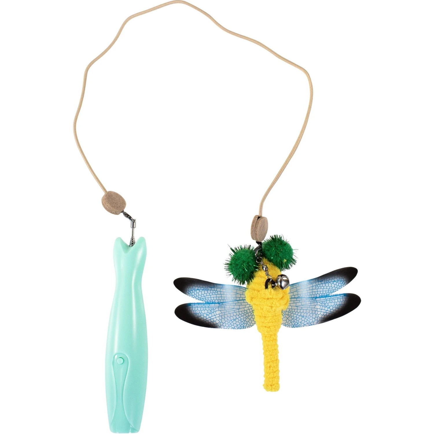 Penn-Plax Retractable Wand With Dragonfly Toy, Metal Bell, & LED Mouse Light Cat Teaser - Image 2