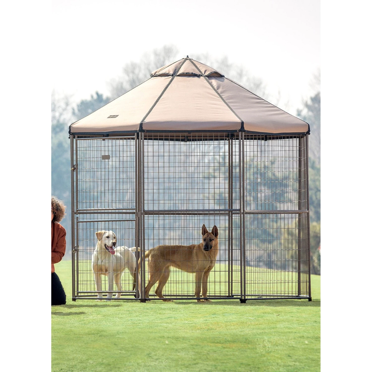 Win World Pet Gazebo Dog Kennel, Earth Taupe, 8-ft - Image 2