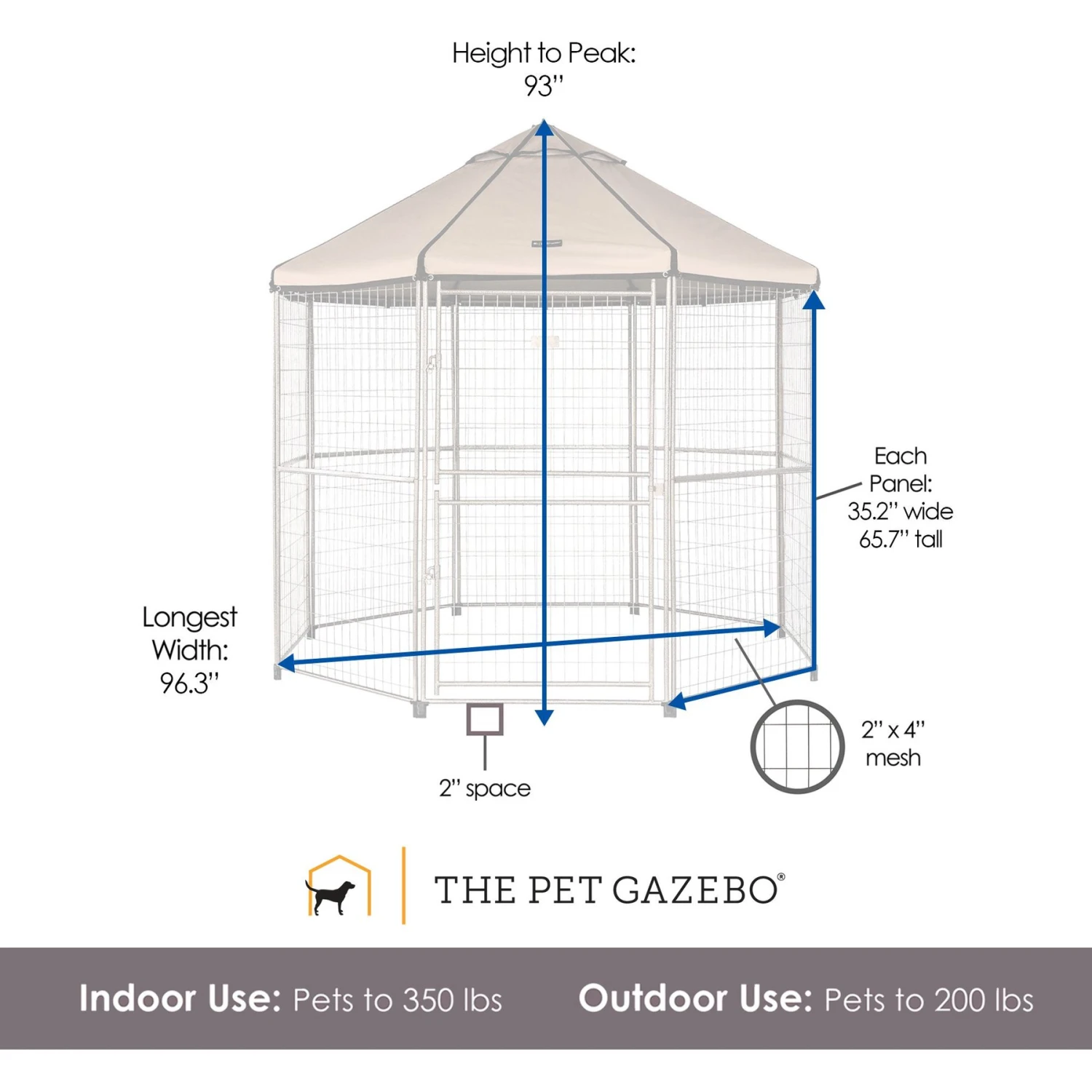 Win World Pet Gazebo Dog Kennel, Earth Taupe, 8-ft - Image 3