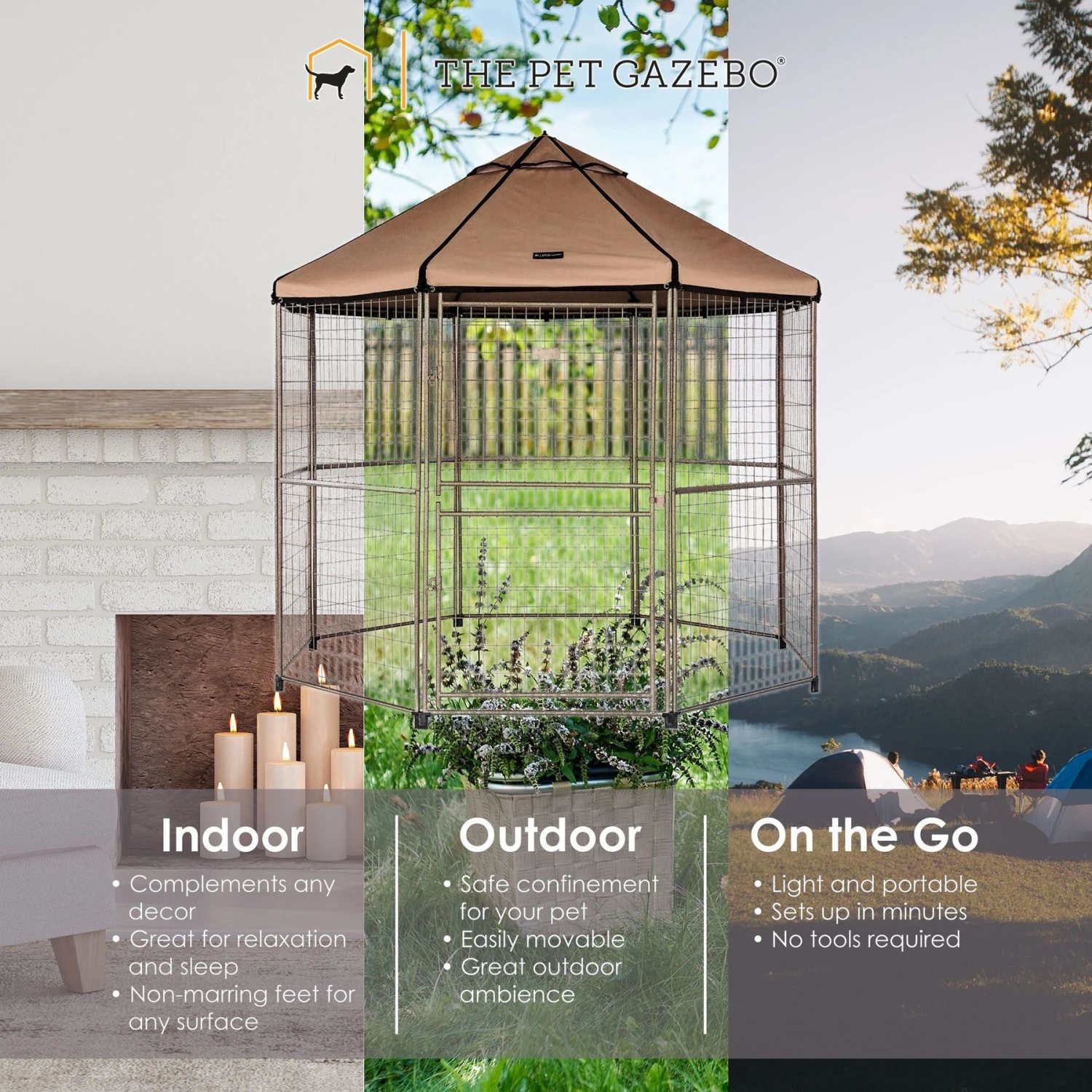 Win World Pet Gazebo Dog Kennel, Earth Taupe, 8-ft - Image 5