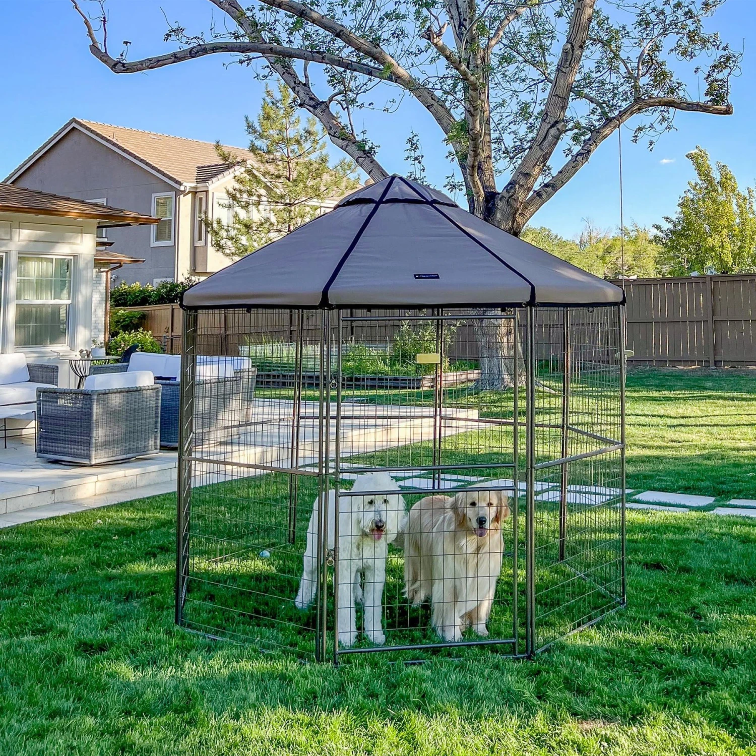 Win World Pet Gazebo Dog Kennel, Earth Taupe, 8-ft - Image 7