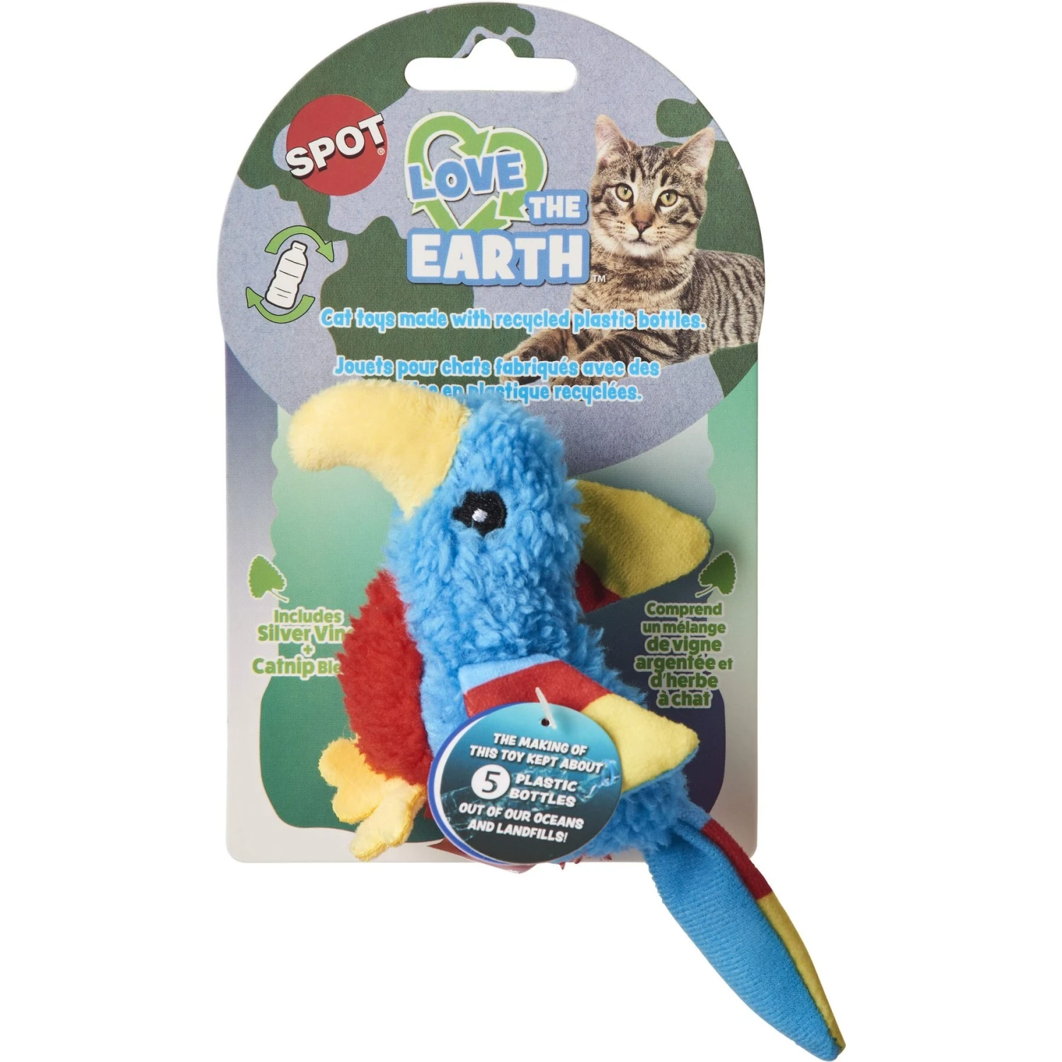 Ethical Pet Love The Earth Parrot Plush Cat Toy With Catnip, Assorted - Image 2
